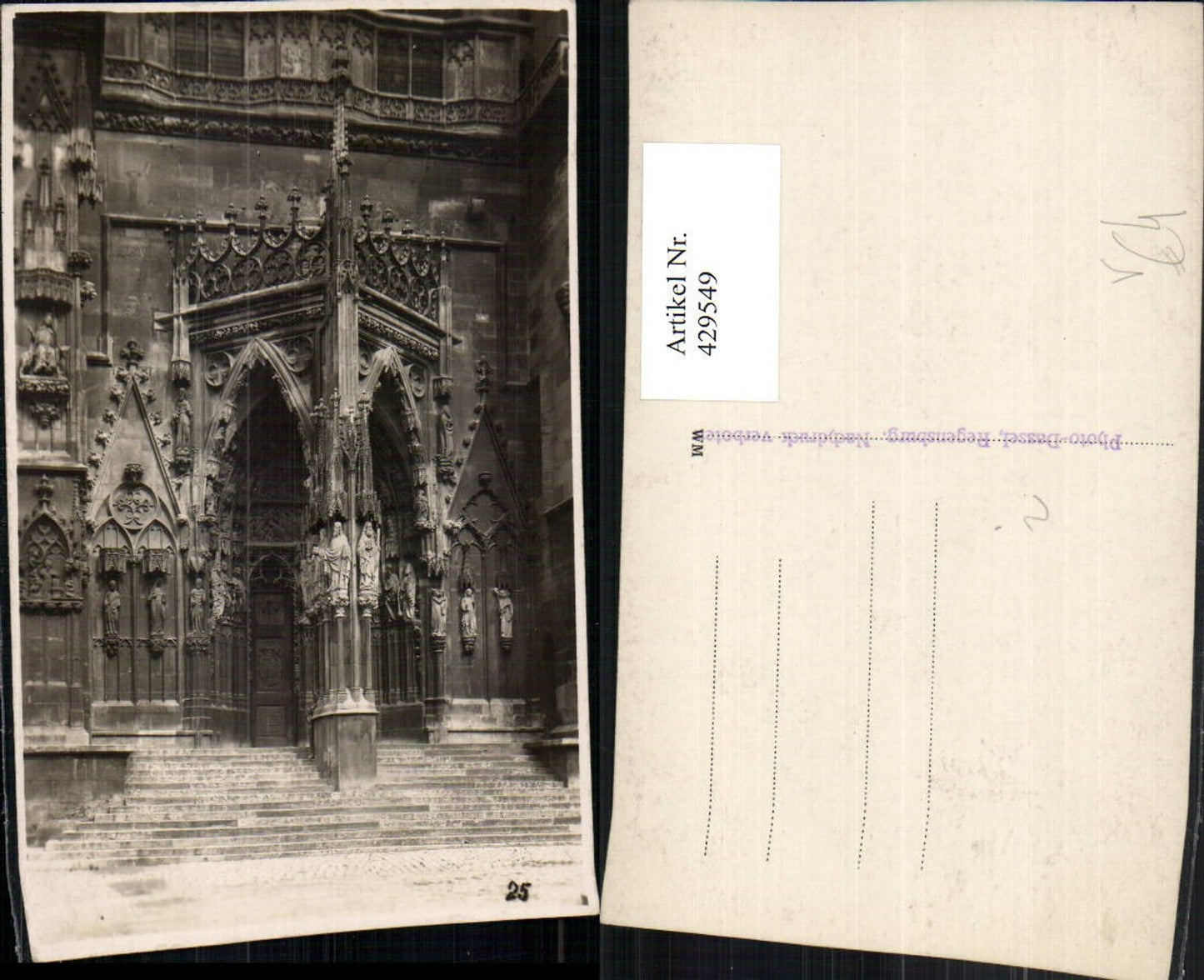 429549,Foto AK Regensburg Kirche Portal pub Foto Dassel