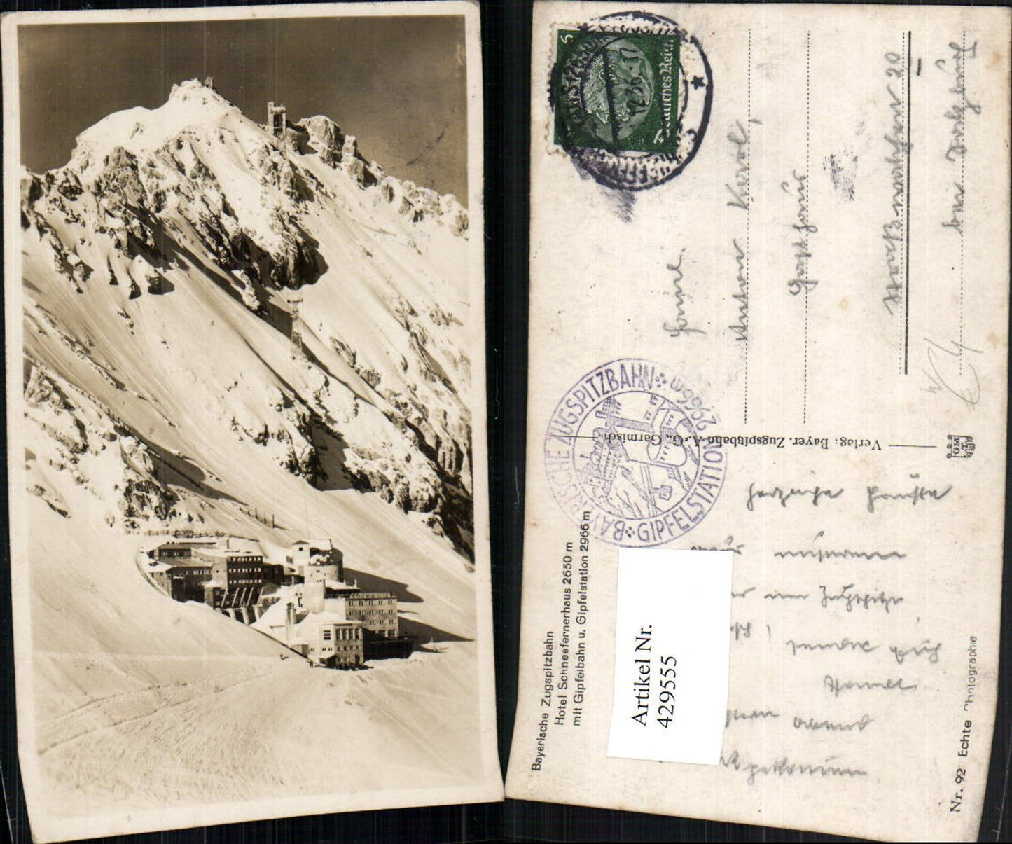 429555,Hotel Schneefernerhaus Berghütte b. Garmisch Zugspitzbahn
