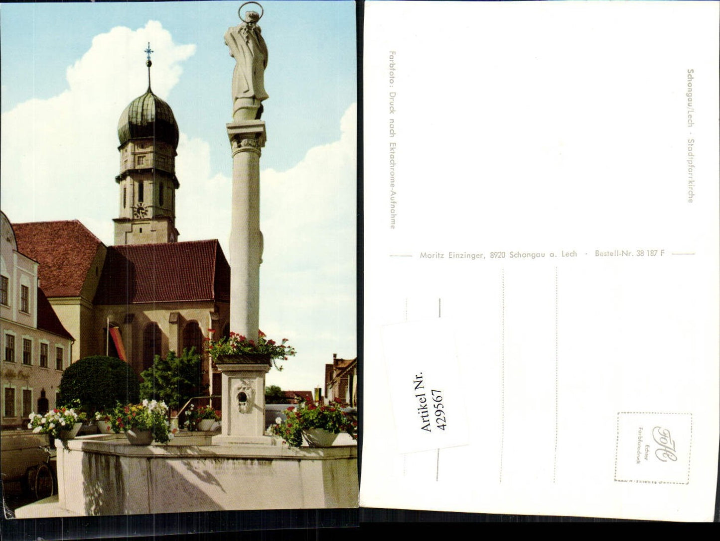 429567,Schongau am Lech Stadtpfarrkirche Kirche Brunnen Säule