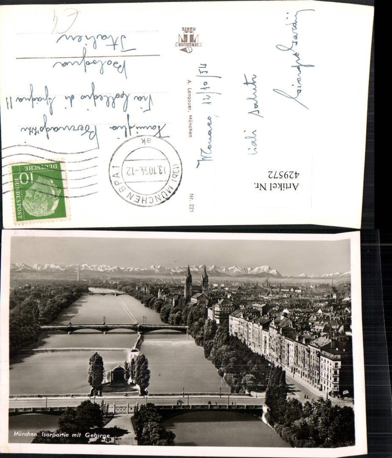 429572,München Teilansicht Isarpartie Fluss m. Gebirge