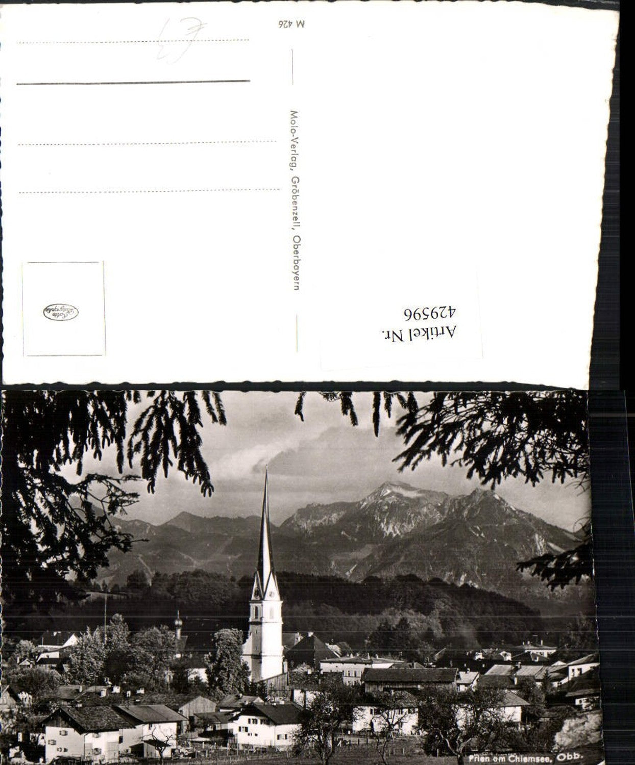429596,Prien am Chiemsee Teilansicht Kirche Bergkulisse