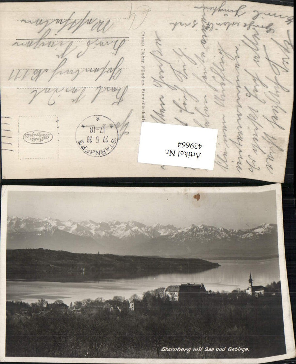 429664,Starnberg Teilansicht m. See u. Gebirge Bergkulisse