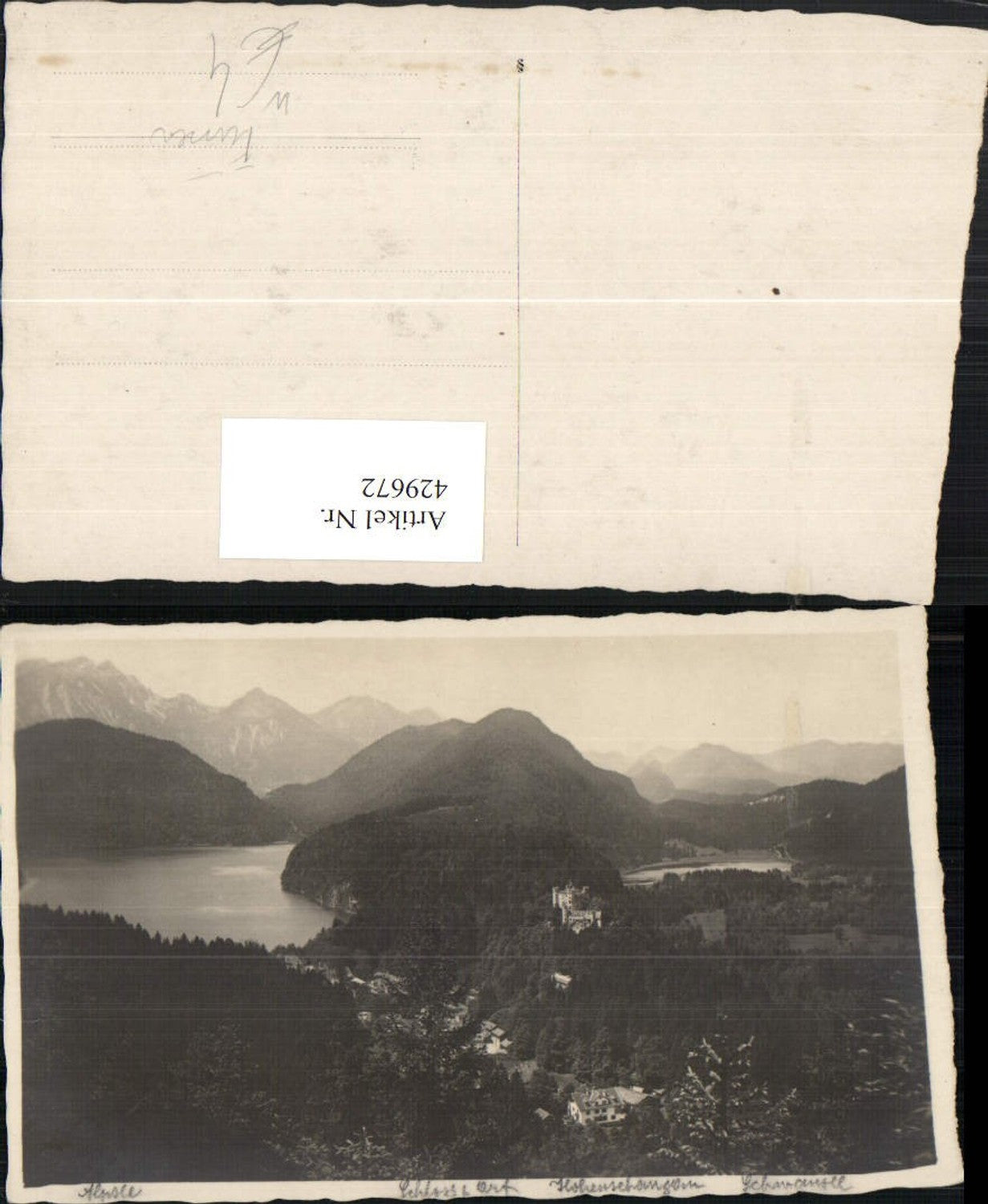 429672,Foto AK Alpsee See Schloss Hohenschwangau b. Füssen Bergkulisse