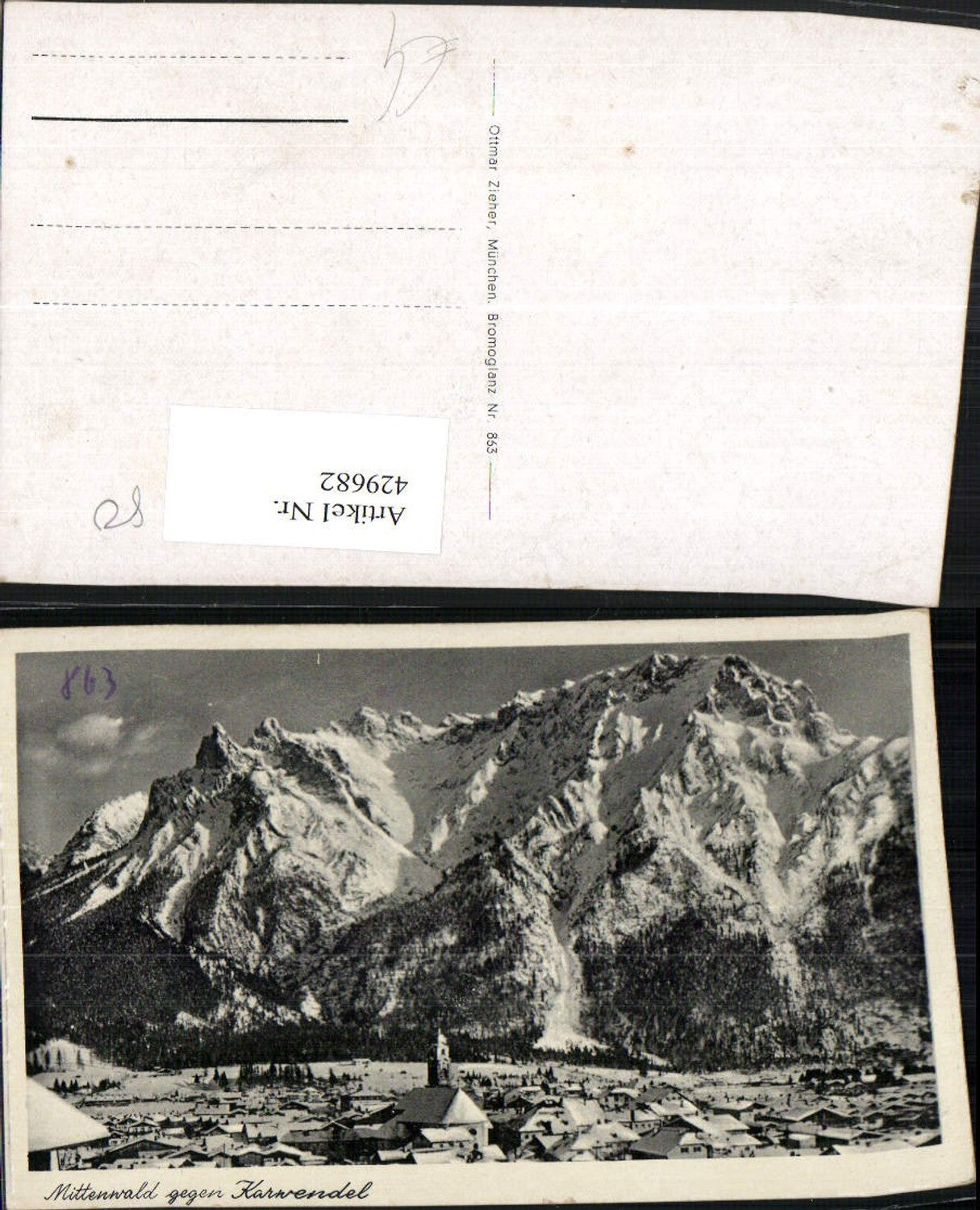 429682,Mittenwald Totale geg. Karwendel Bergkulisse Winterbild