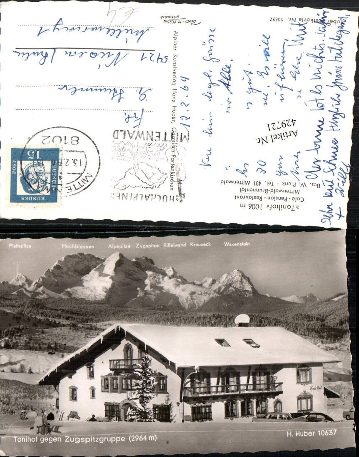 429721,Mittenwald Brunnental Restaurant Tonihof Bergkulisse Winterbild