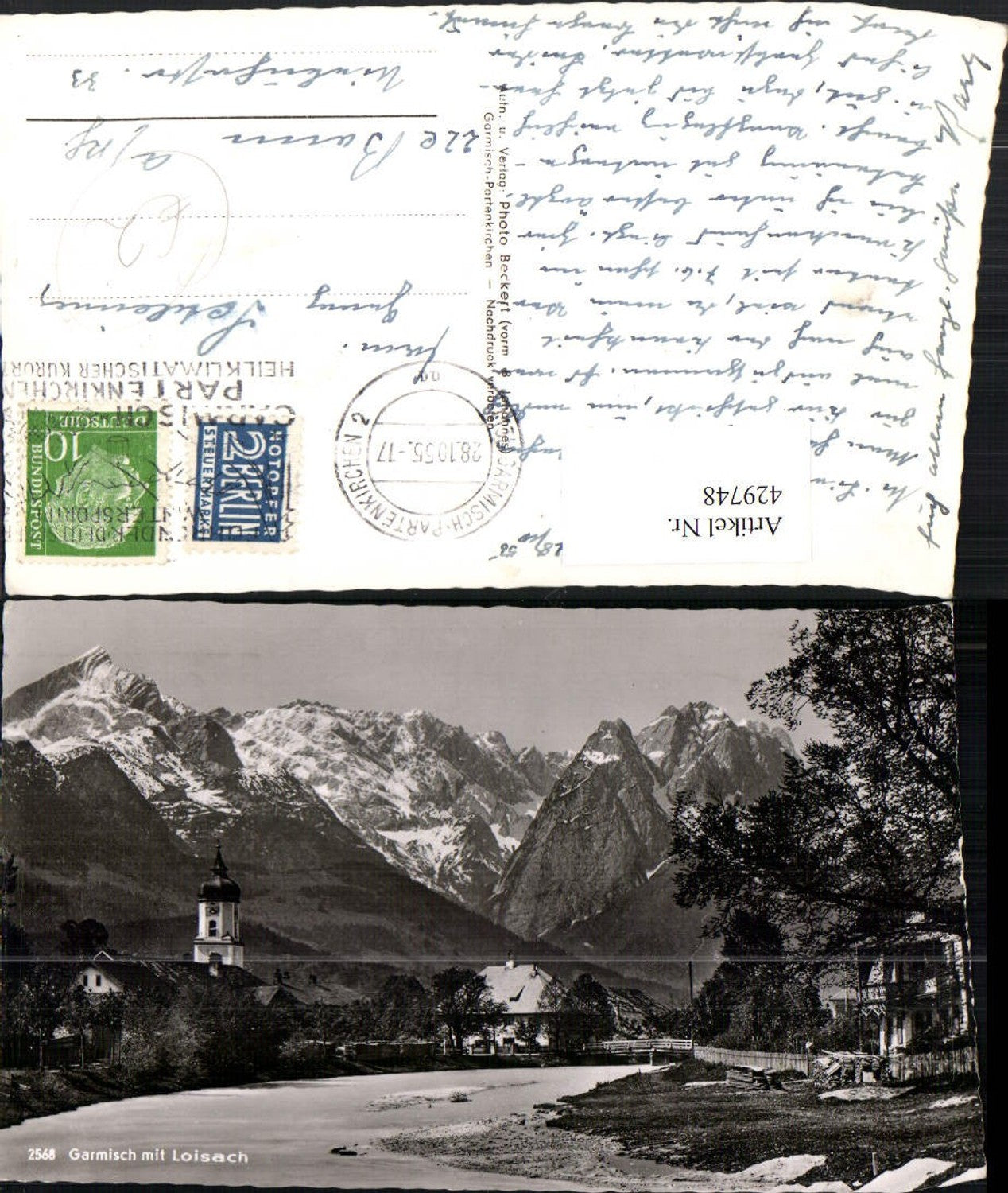 429748,Garmisch Teilansicht m. Loisach Bergkulisse