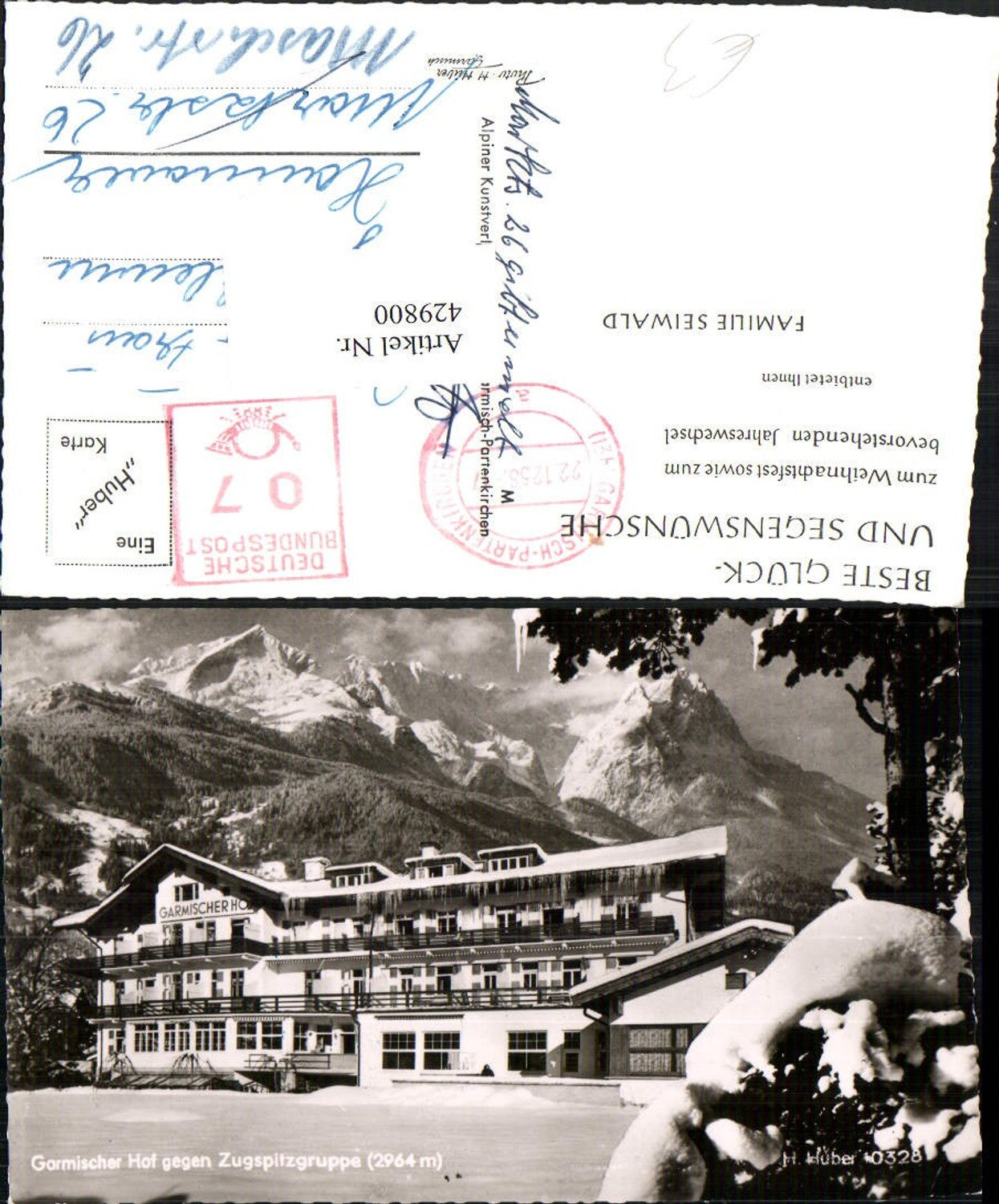 429800,Garmisch Garmischer Hof geg. Zugspitze Bergkulisse Winterbild