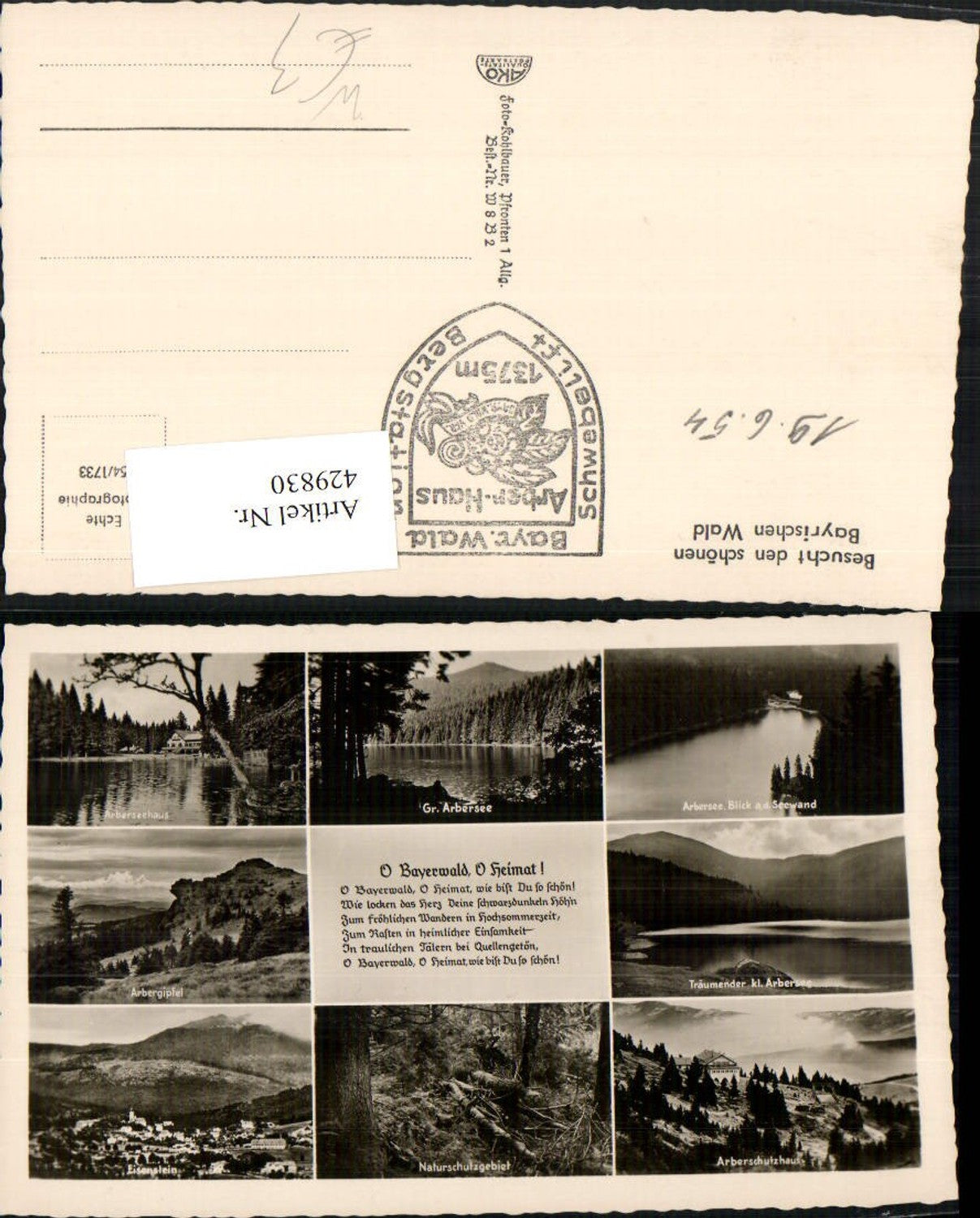429830,Bayerischer Wald Eisenstein Totale Arbersee Arbergipfel Mehrbildkarte