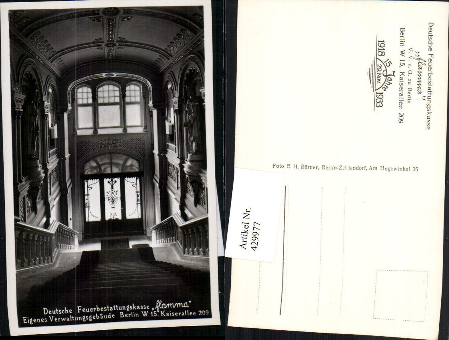 429977,Berlin Deutsche Feuerbestattungskasse Flamma Innenansicht Stiege