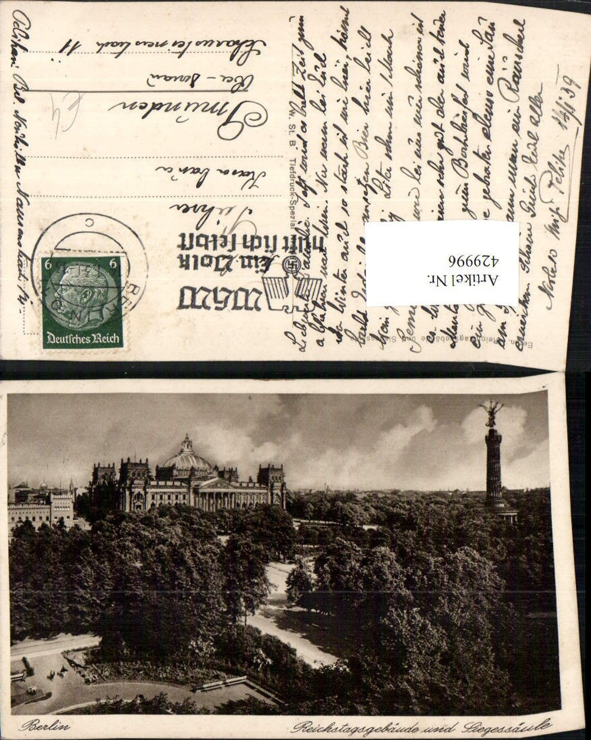 429996,Berlin Reichstagsgebäude u. Siegessäule Säule