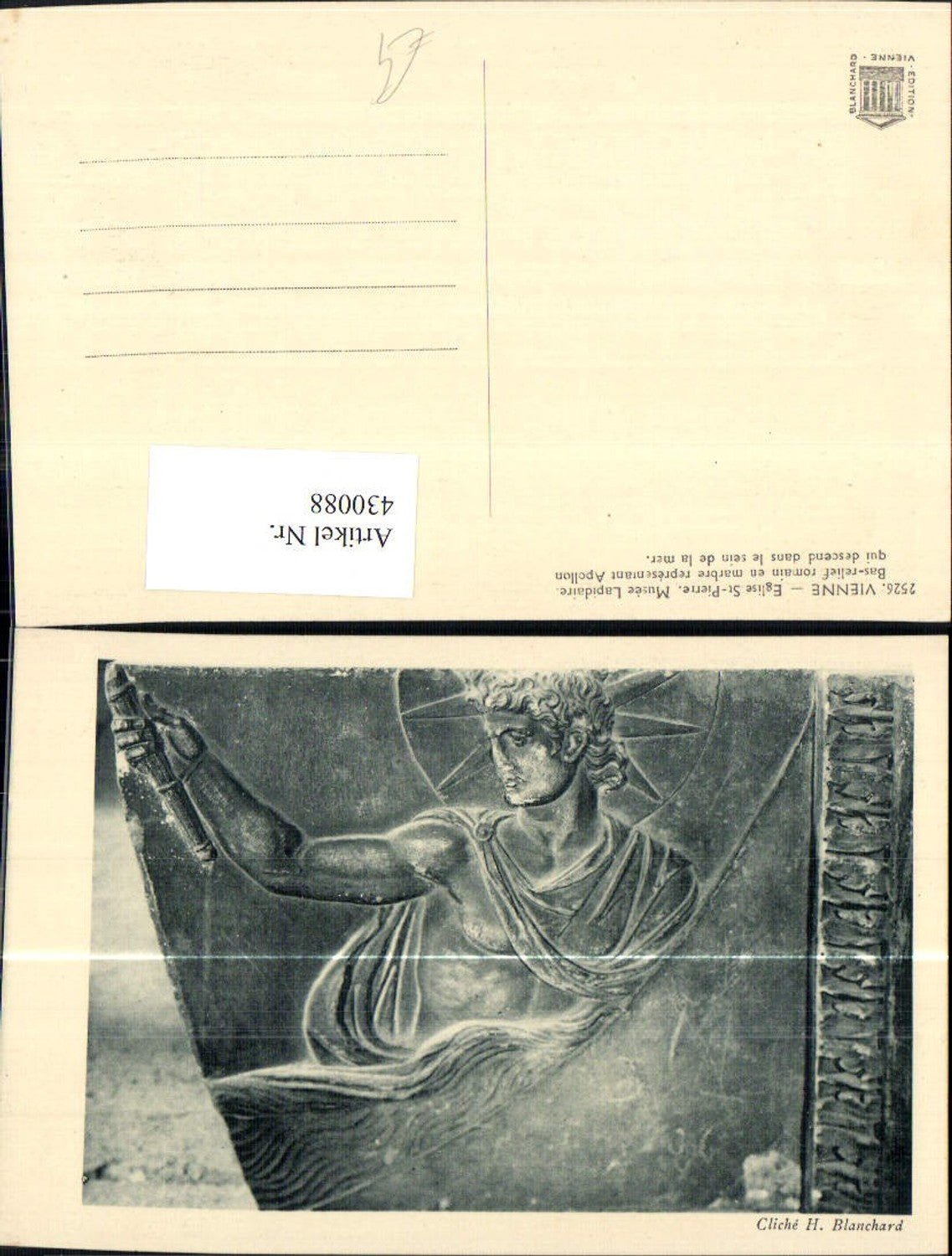 430088,Archäologie Vienne Eglise St Pierre Musee Lapidaire Bas-relief romain Apollon