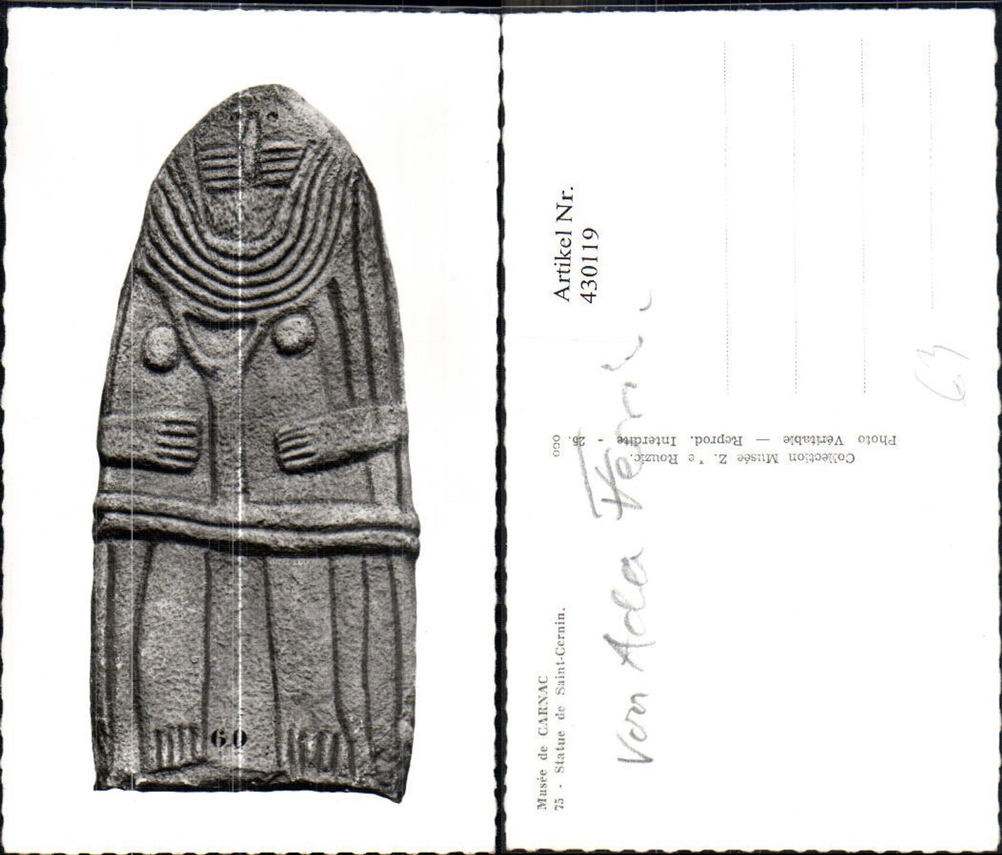 430119,Foto Ak Archäologie Musee de Carnac Statue de Saint-Cernin