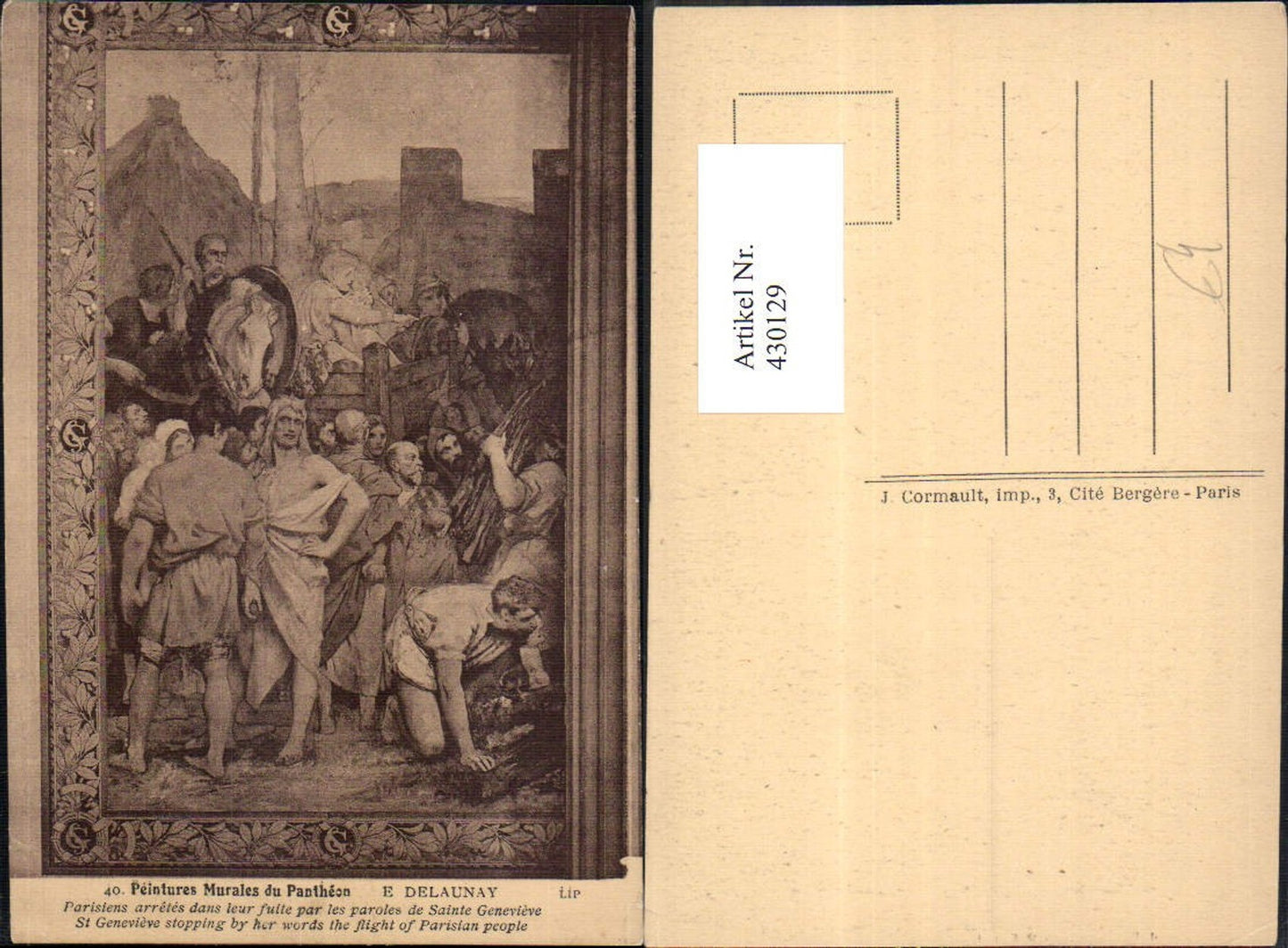 430129,Antike E. Delaunay Peintures Murales du Pantheon Sainte Genevieve Religion