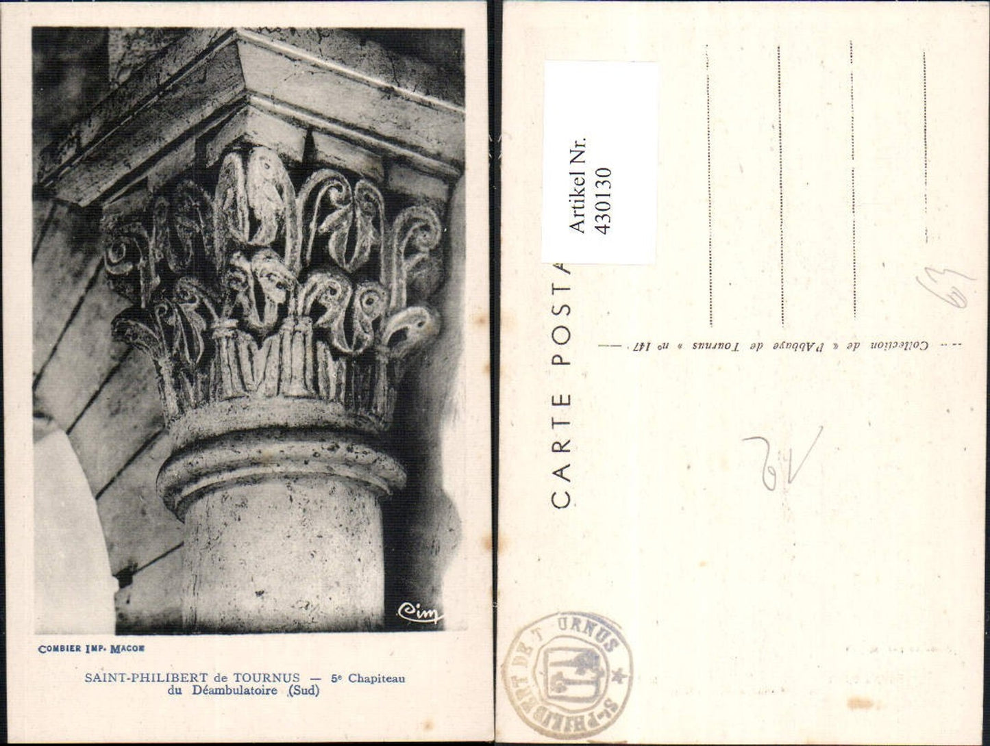 430130,Antike Saint-Philibert de Tournus Stuck Säule