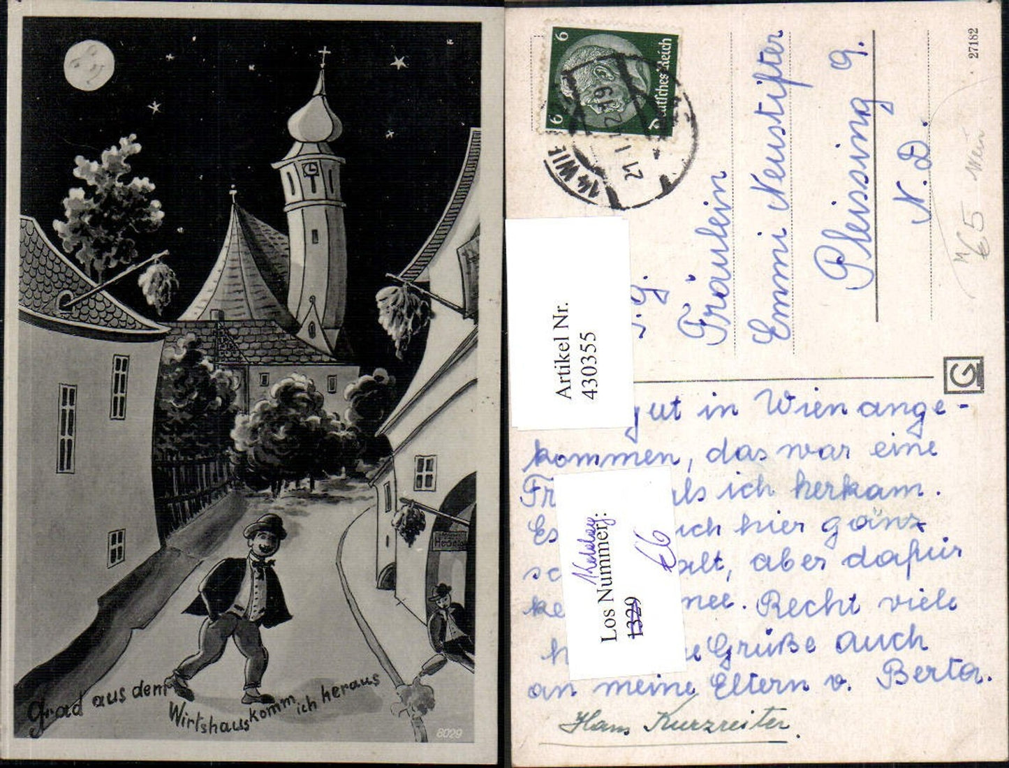 430355,Grad aus d. Wirtshaus komm ich raus Mann Mondgesicht Wein Trinkerhumor Alkohol