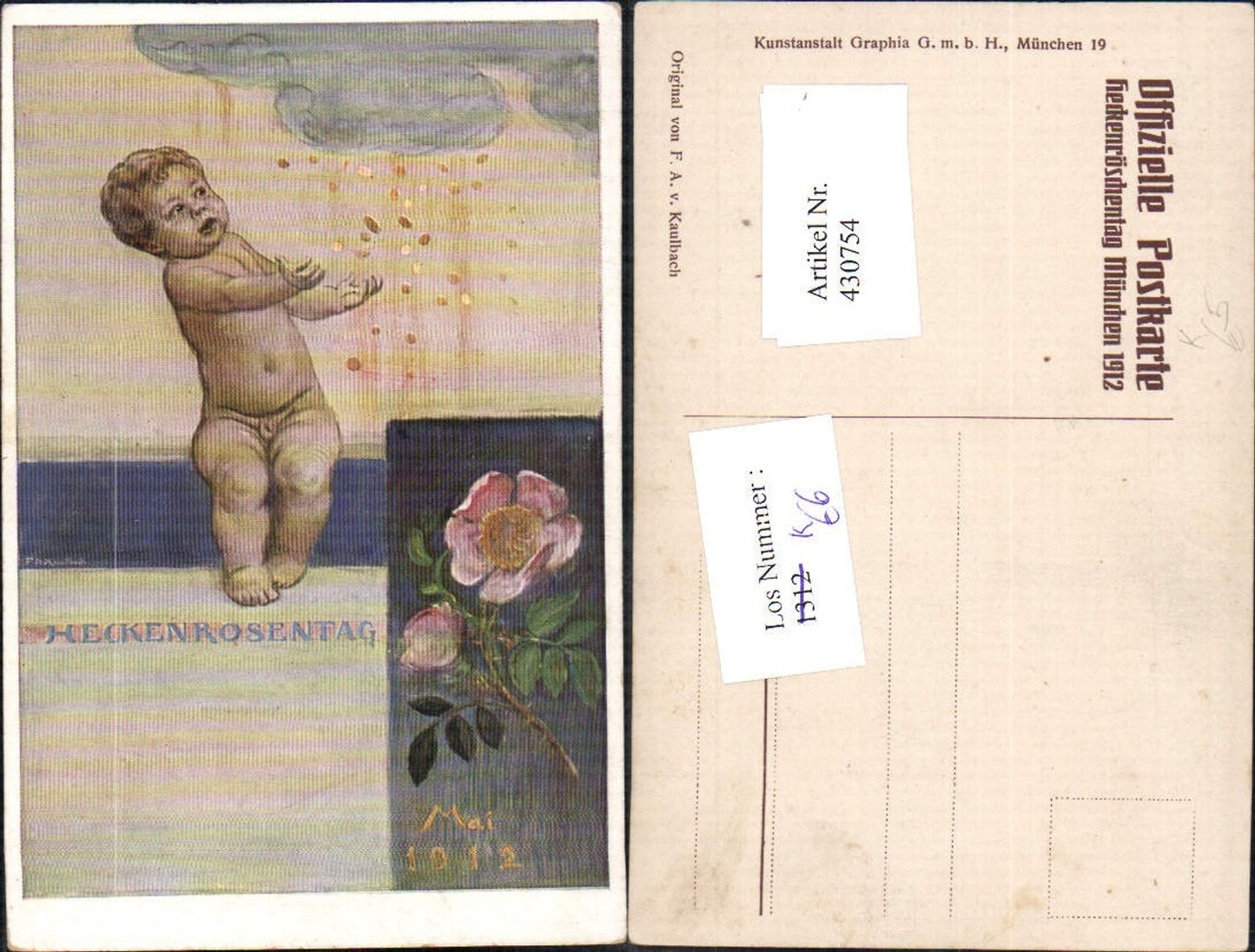 430754,Reklame F. Kaulbach Heckenrosentag Heckenröschentag München Mai 1912