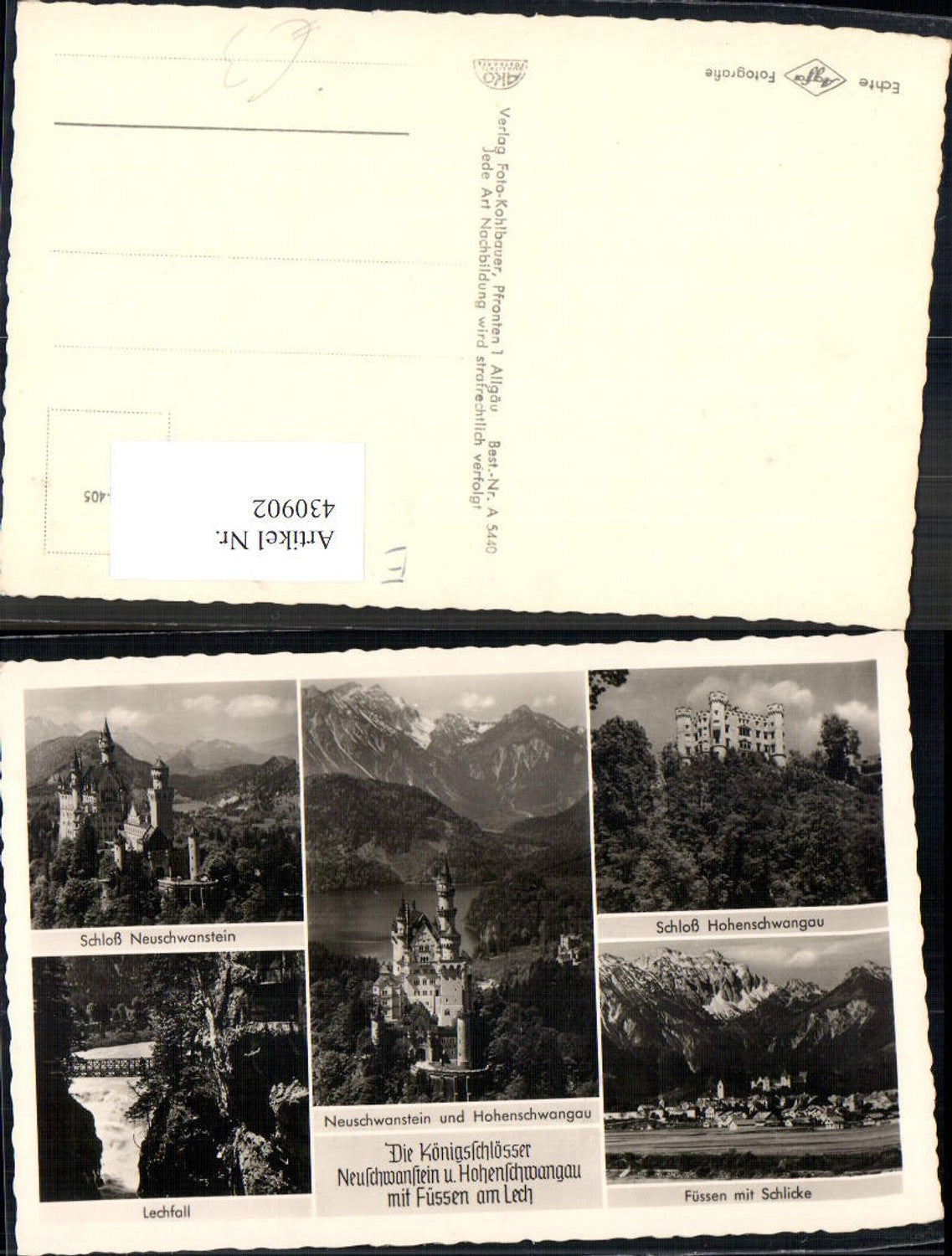 430902,Foto Mehrbild Ak Schloss Neuschwanstein Schwangau b. Füssen Lechfall Füssen Schloss HochSchwangau b. Füssen