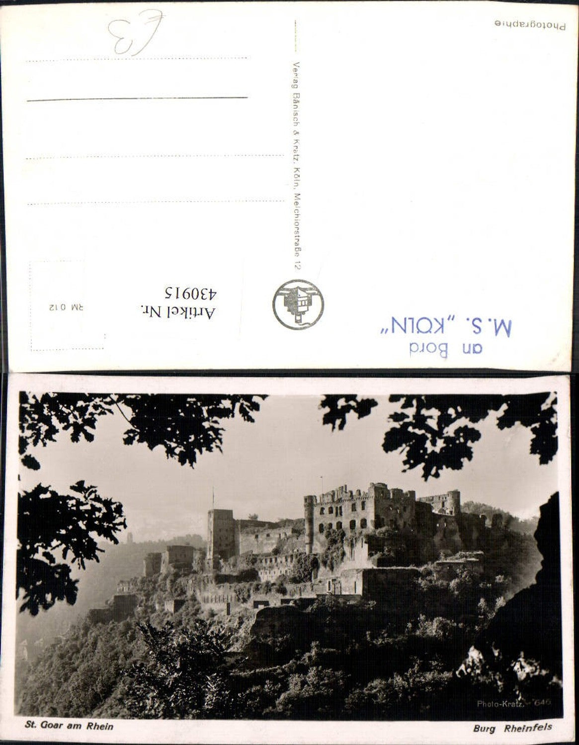 430915,Foto Ak St Goar a. Rhein Burg Rheinfels