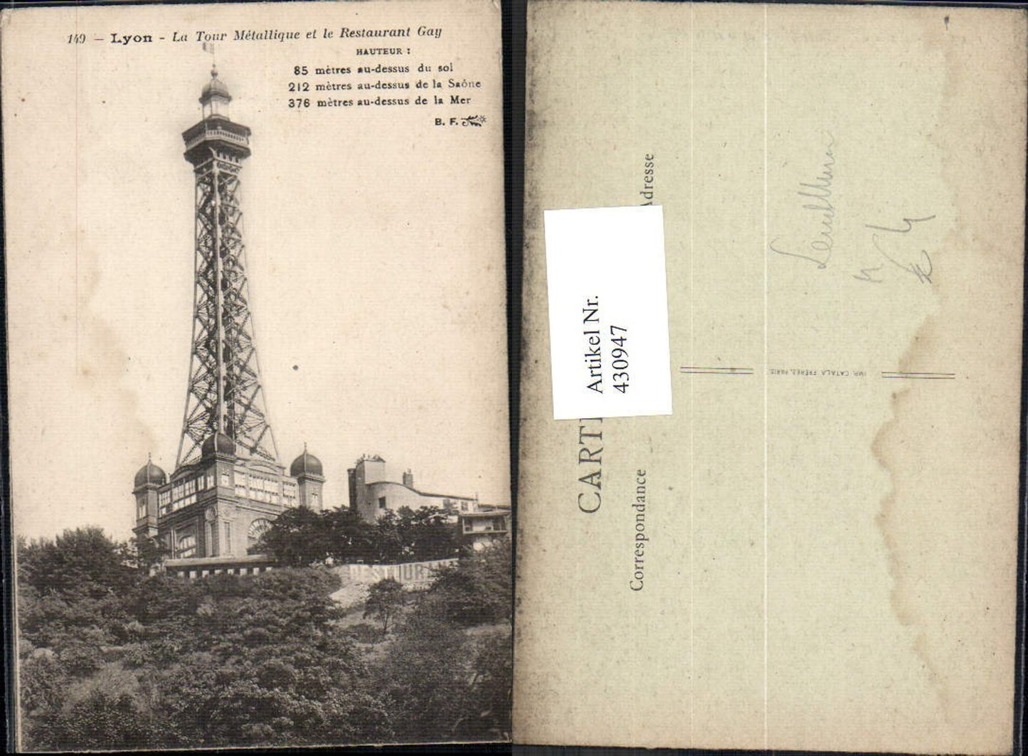 430947,Lyon La Tour Metallique et le Restaurant Gay Leuchtturm