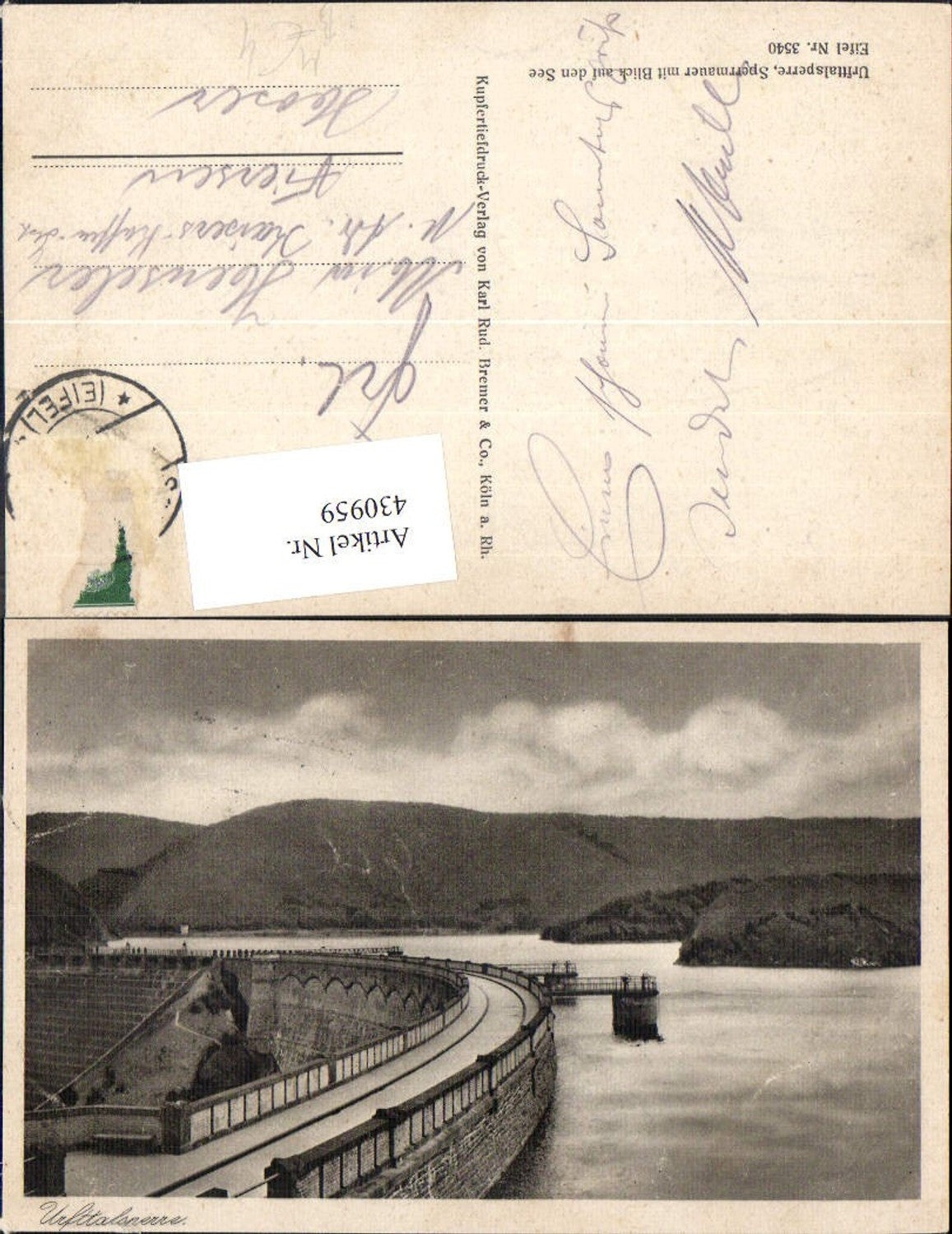 430959,Talsperre Urfttalsperre Sperrmauer m. Blick auf den See b. Gemünd Euskirchen