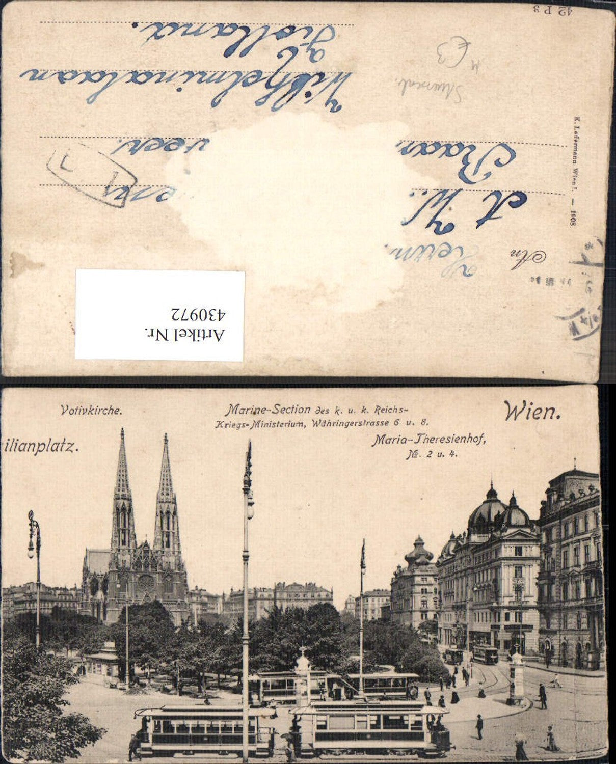 430972,Wien Votivkirche Kirche Maria-Theresienhof Straßenbahn