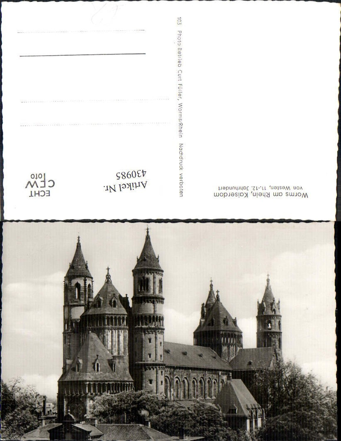 430985,Foto Ak Worms a. Rhein Der Dom Kaiserdom