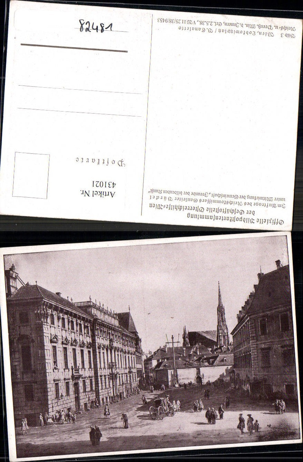 431021,Künstler Ak Off. Bildpostkartensammlung Österreichhilfe Nr. 3 B. Canaletto Wien Lobkowitzplatz