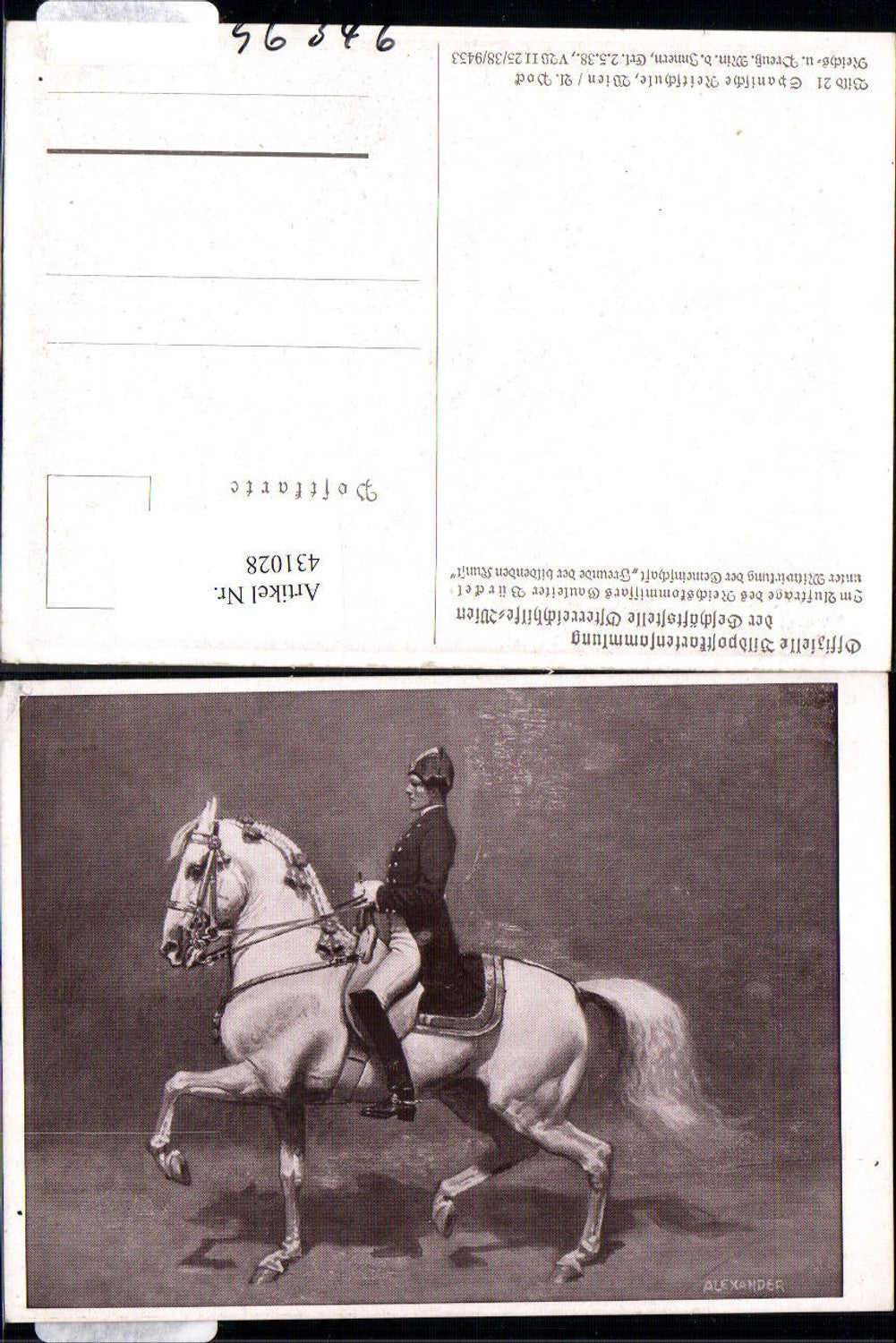 431028,Künstler Ak Off. Bildpostkartensammlung Österreichhilfe Nr. 21 A. Pock Spanische Reitschule Wien