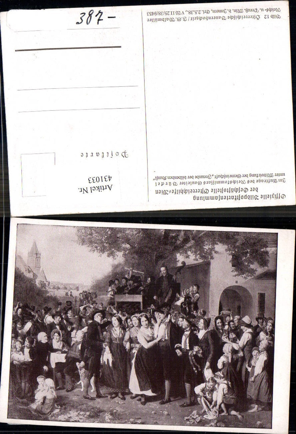 431033, Artist Ak Off. Picture postcard collection Austria Aid No. 12 F. Waldmüller Peasant Wedding