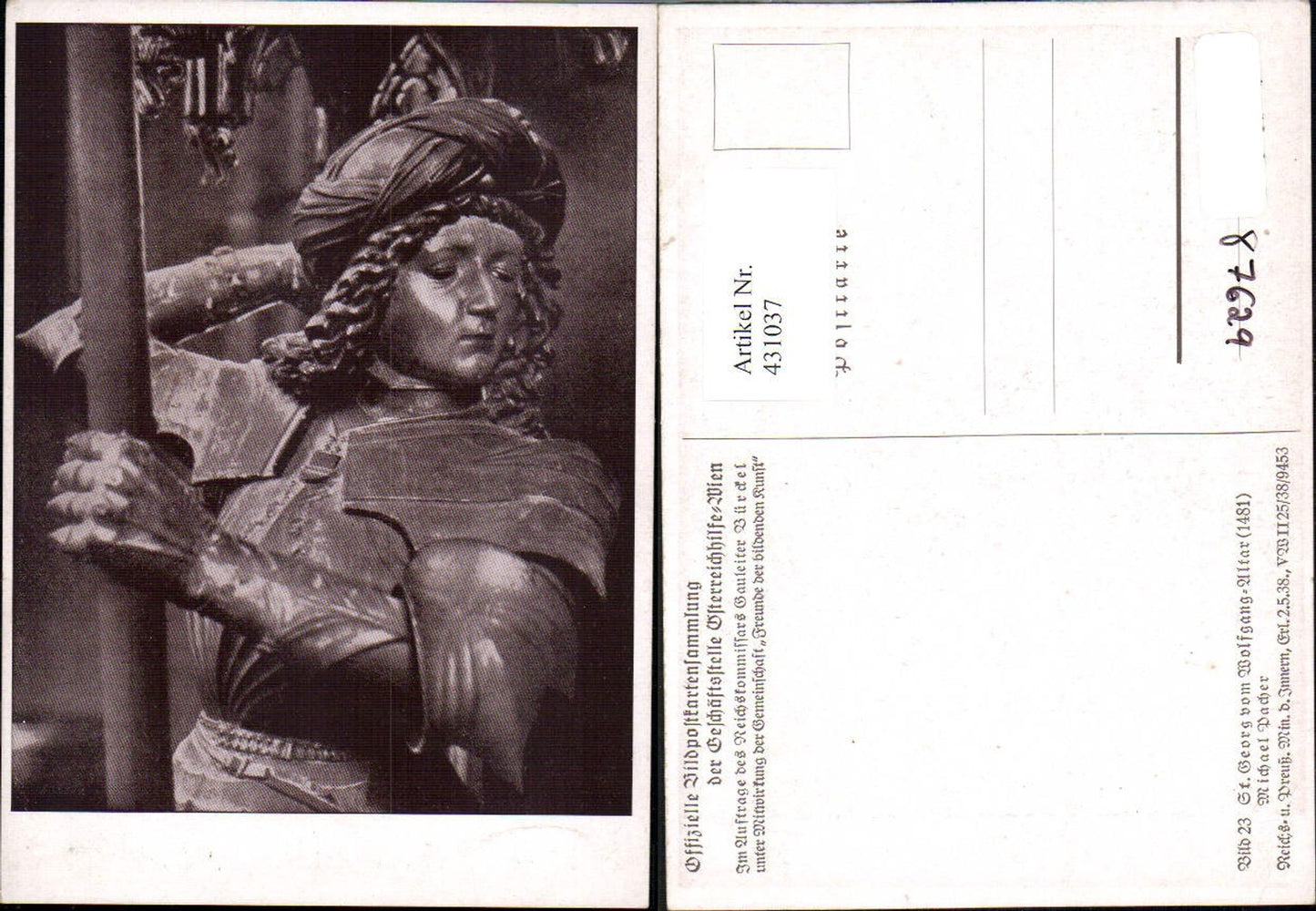 431037,Künstler Ak Off. Bildpostkartensammlung Österreichhilfe Nr. 23 Michael Pacher St Georg v. Wolfgang-Altar
