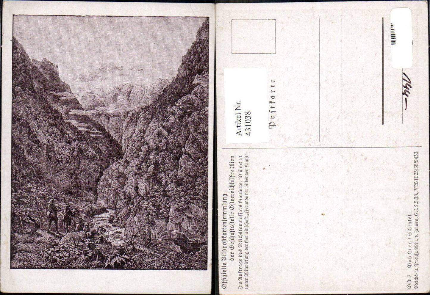 431038,Künstler Ak Off. Bildpostkartensammlung Österreichhilfe Nr. 7 Schinkel Pass Lueg