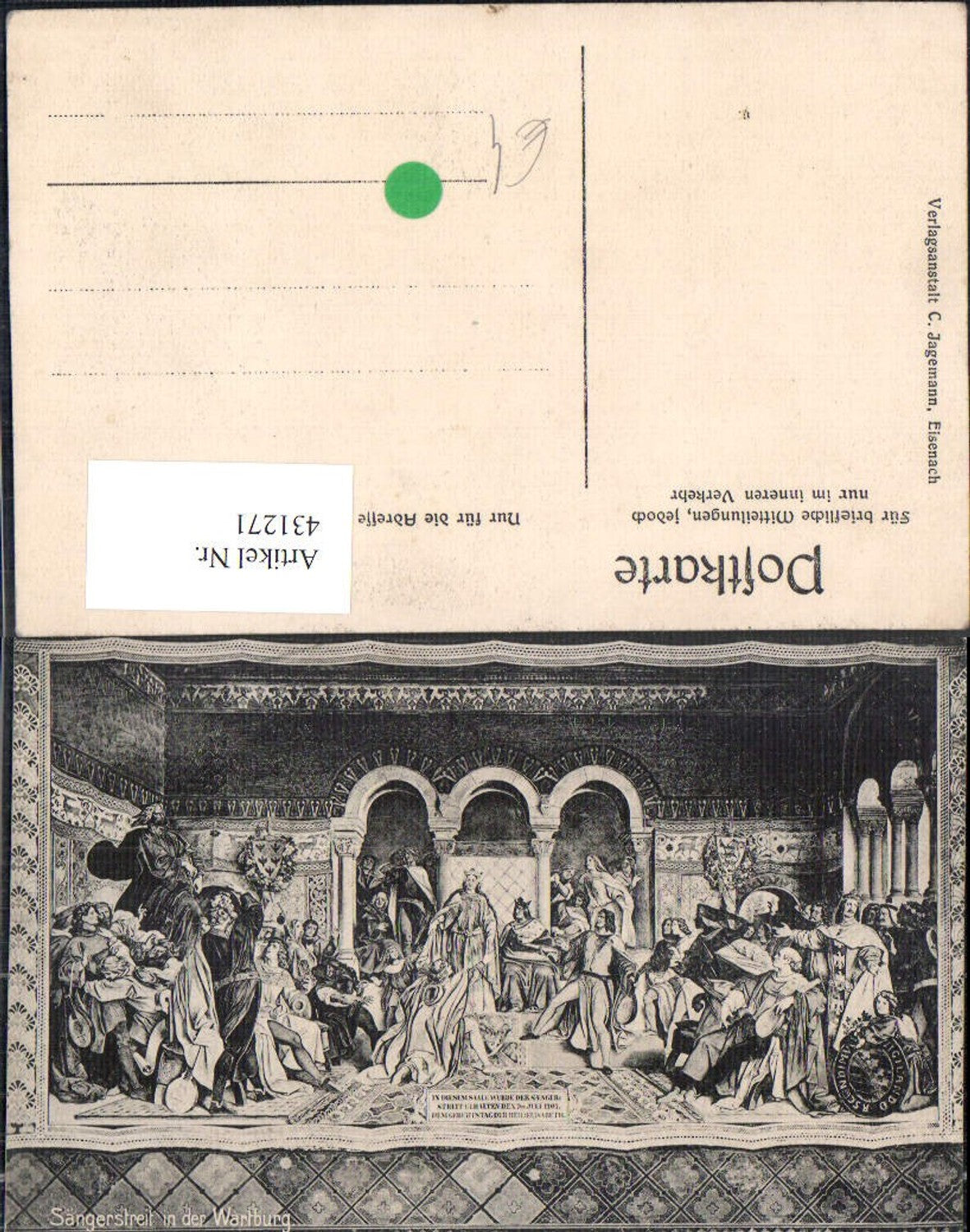 431271,Sängerstreit i. d. Wartburg Eisenach Mittelalter Geschichte