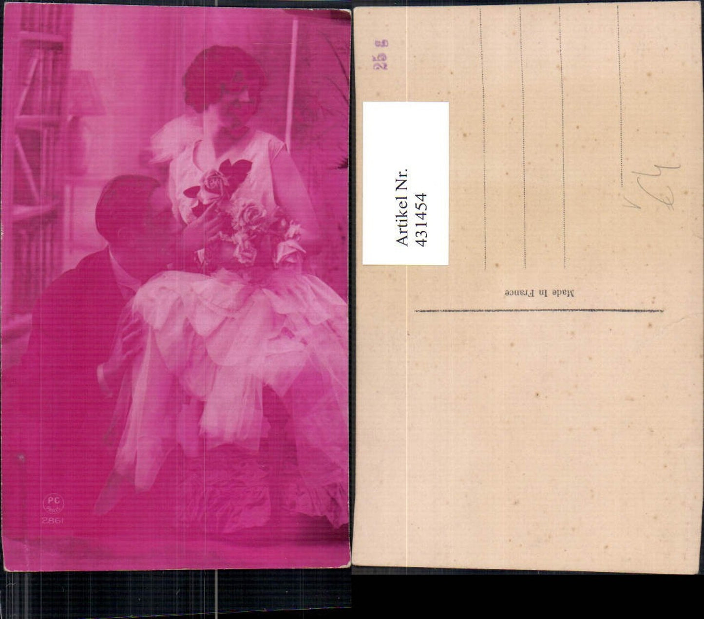 431454,Paar Liebe Handkuss Rosen Blumen pub P.C. Paris 2861