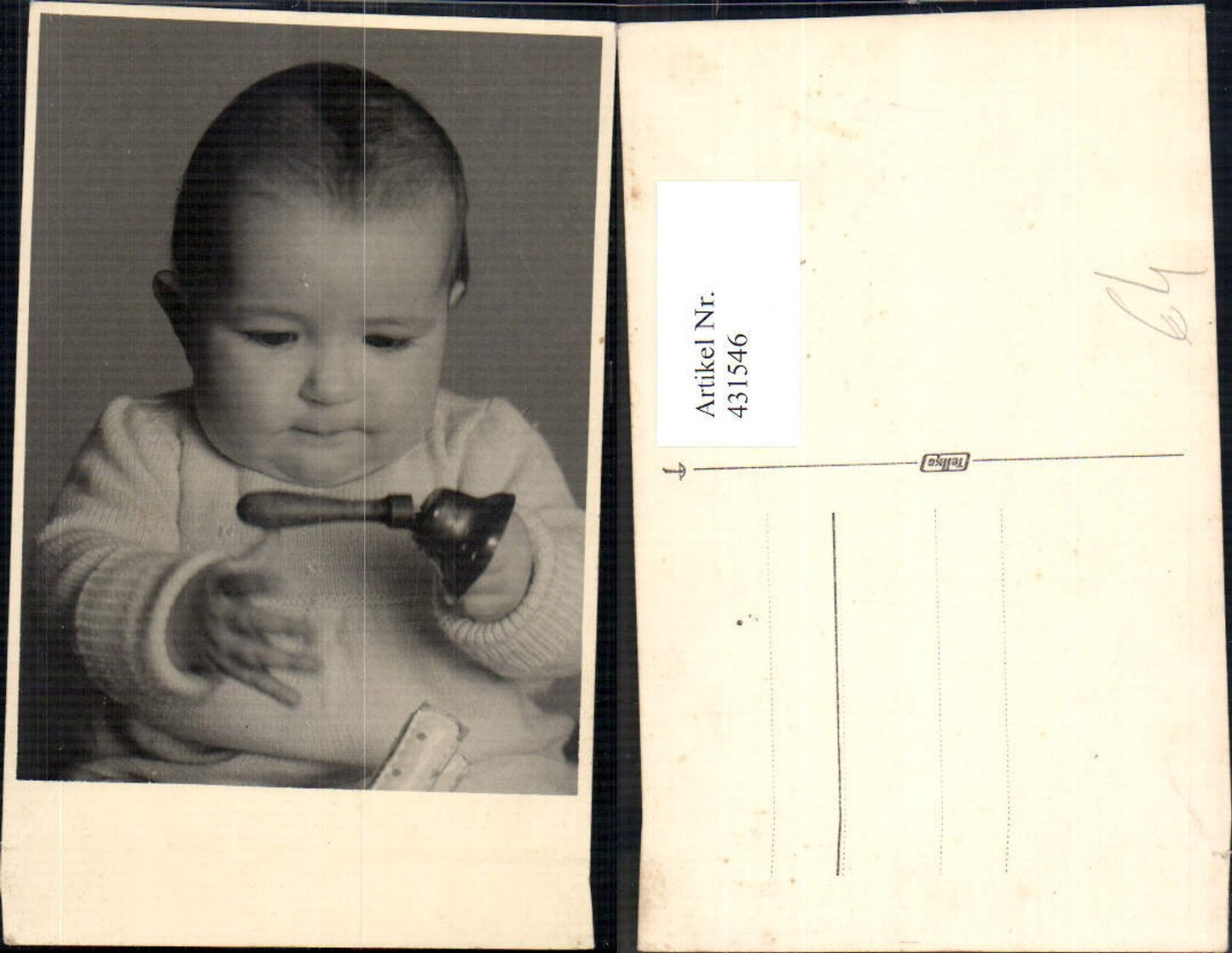 431546,Foto Ak Kind Baby m. Glocke
