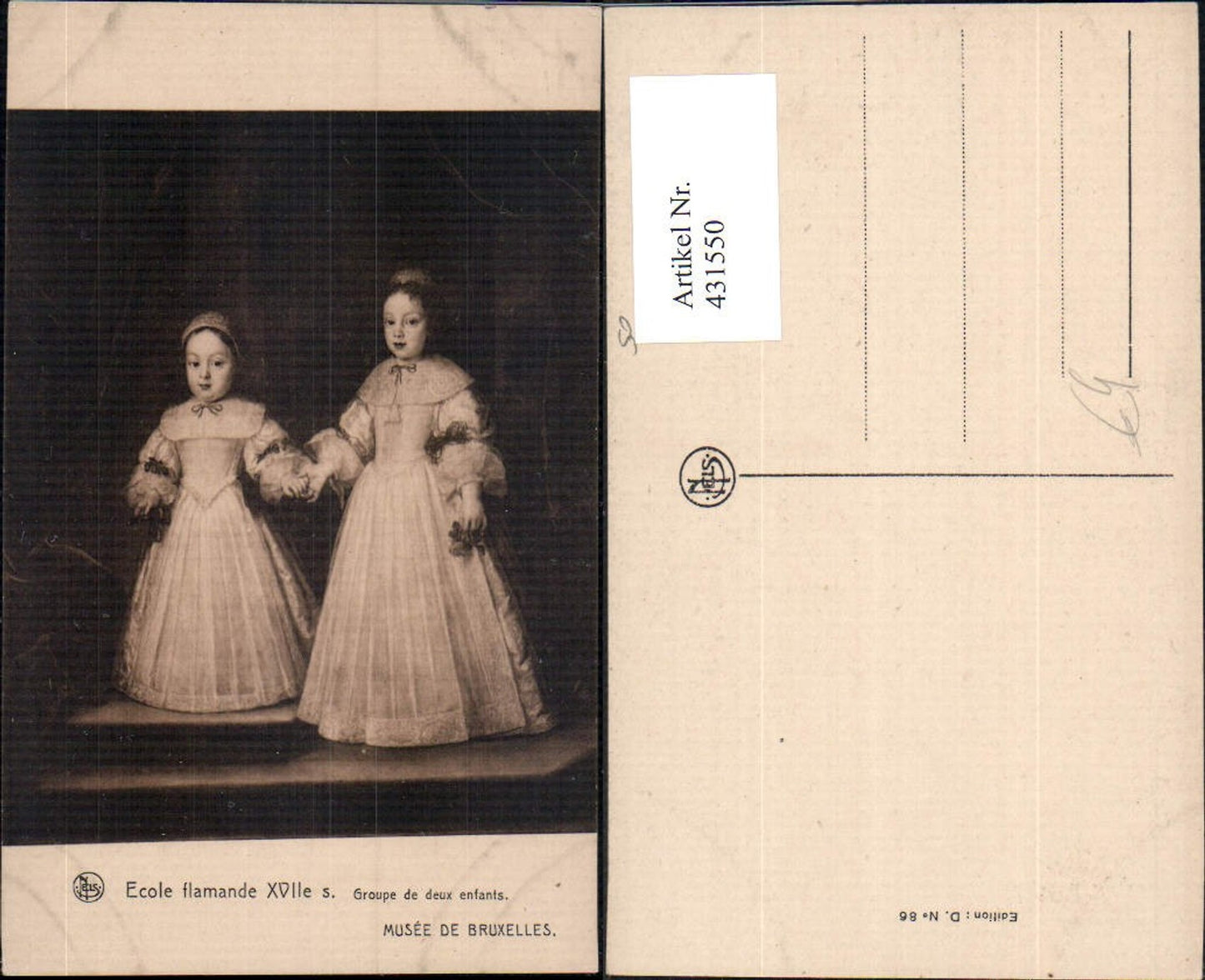 431550,Künstler Ak Groupe de deux enfants Kinder Mädchen Kleider