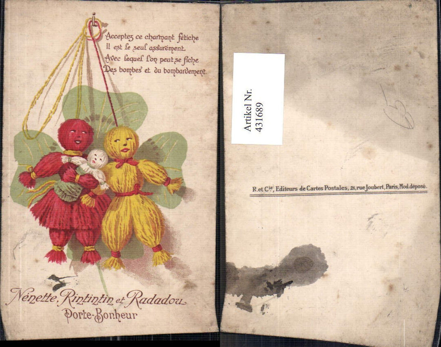 431689,Puppe Wollpuppen a. Schnur Klee Kleeblatt Spielzeug