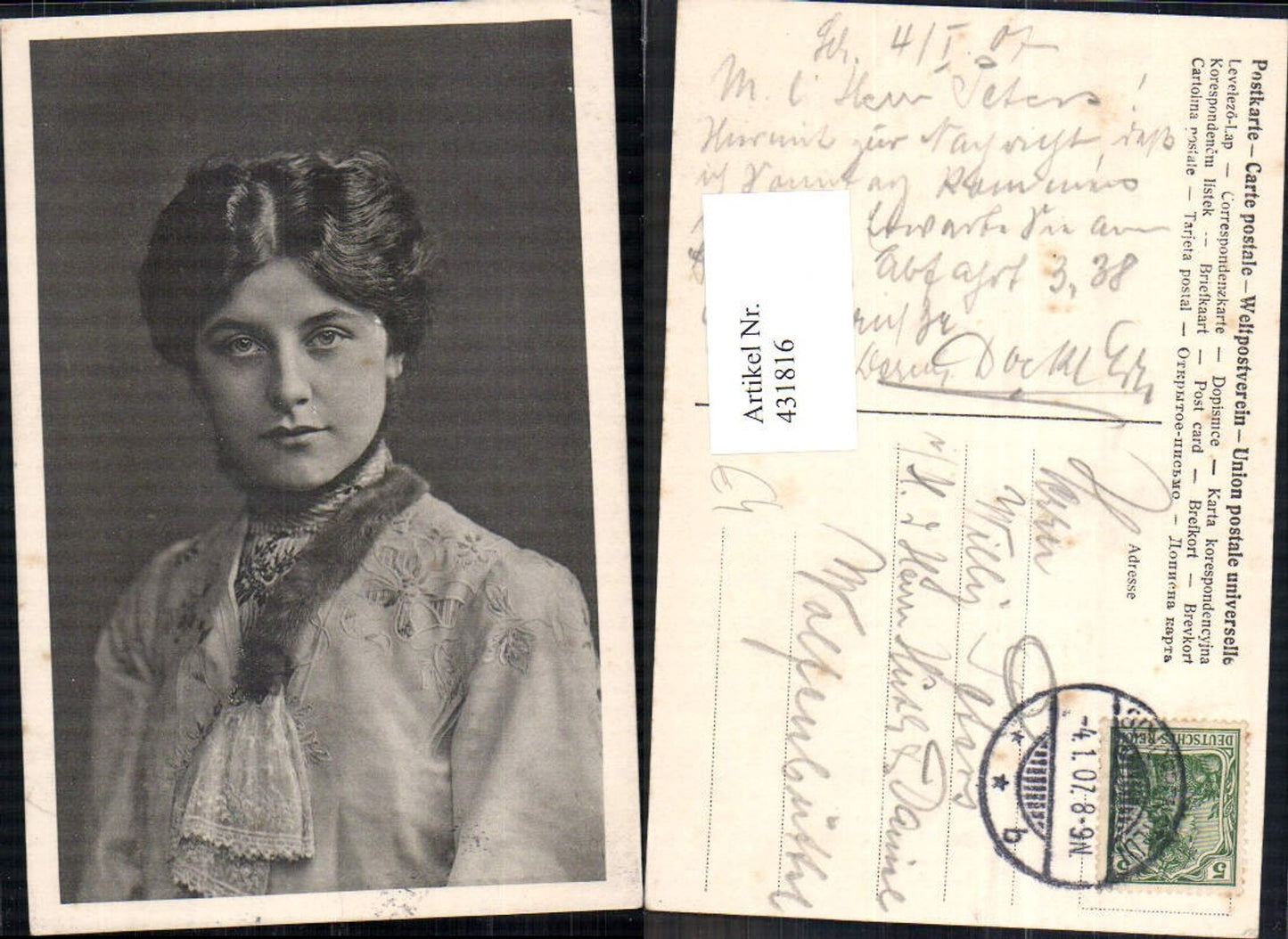 431816, Woman's fur scarf portrait