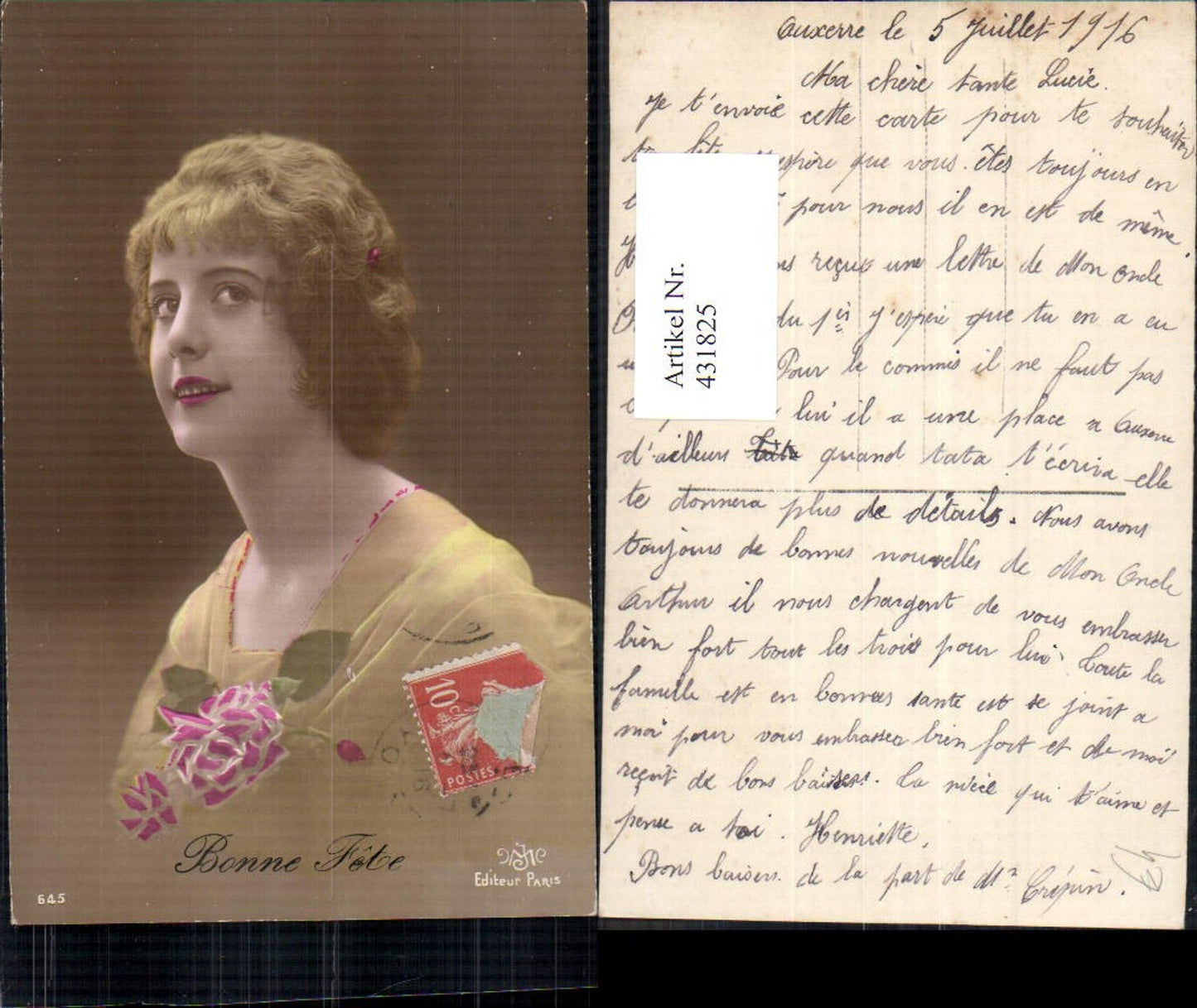 431825,Frau Rosen Blumen a. Kleid Portrait