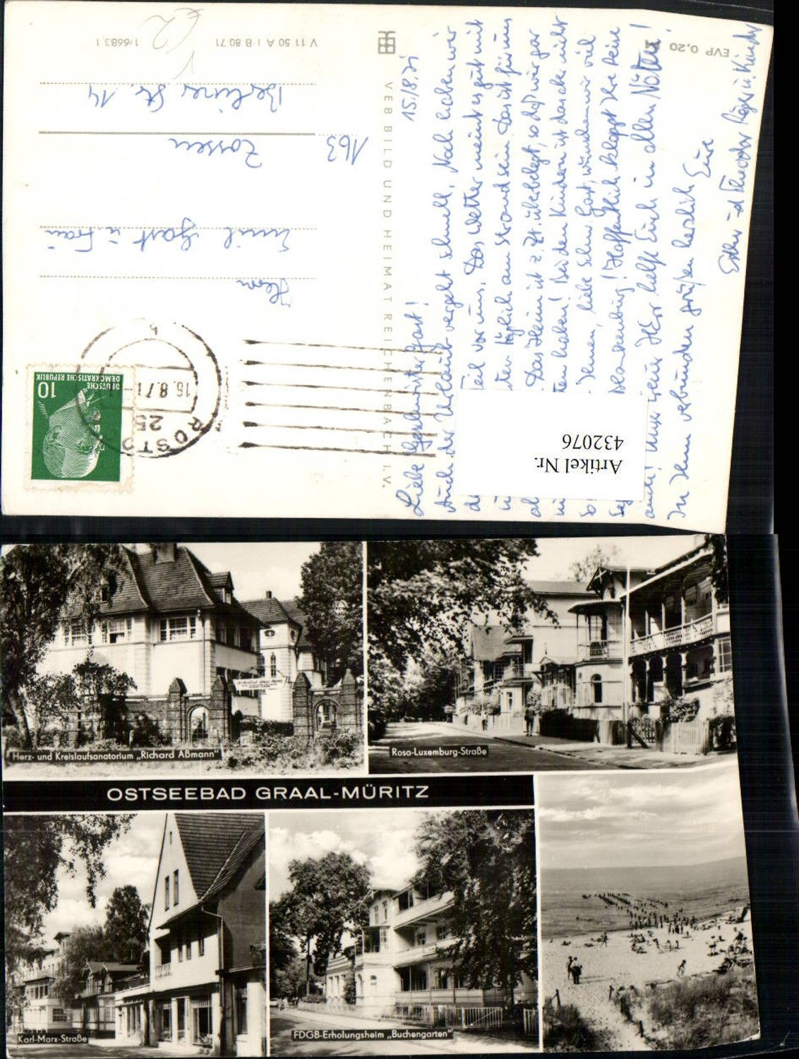 432076,Ostseebad Graal Müritz Sanatorium Erholungsheim Strand Mehrbildkarte pub VEB