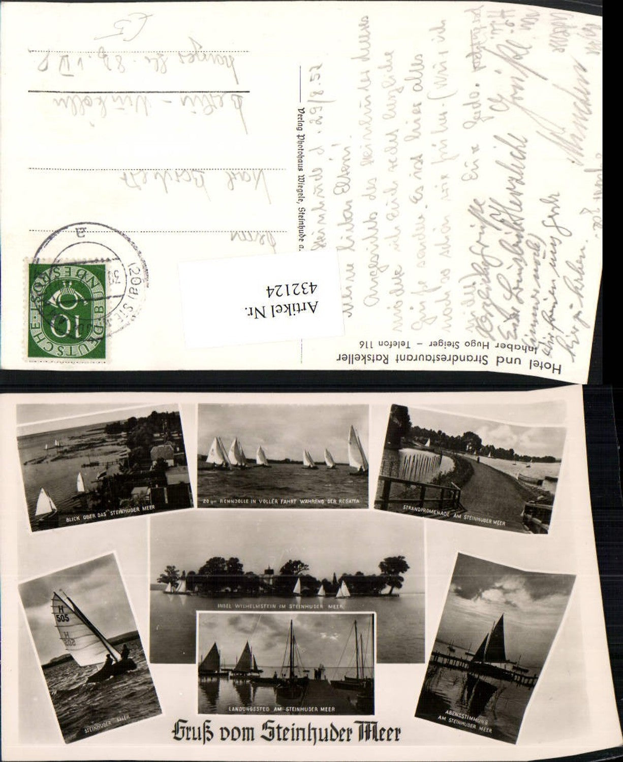 432124,Steinhuder Meer b. Wunstorf Segelboote Promenade Mehrbildkarte