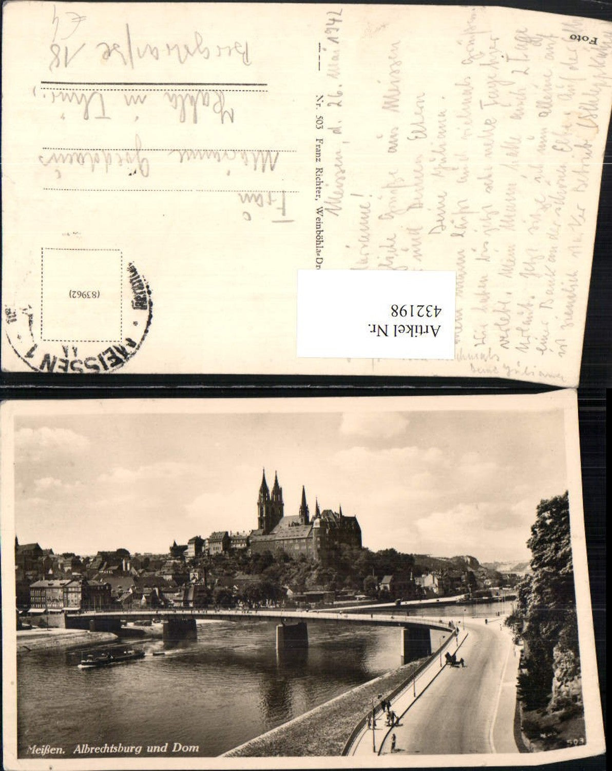 432198,Meißen Teilansicht m. Albrechtsburg u. Dom Brücke