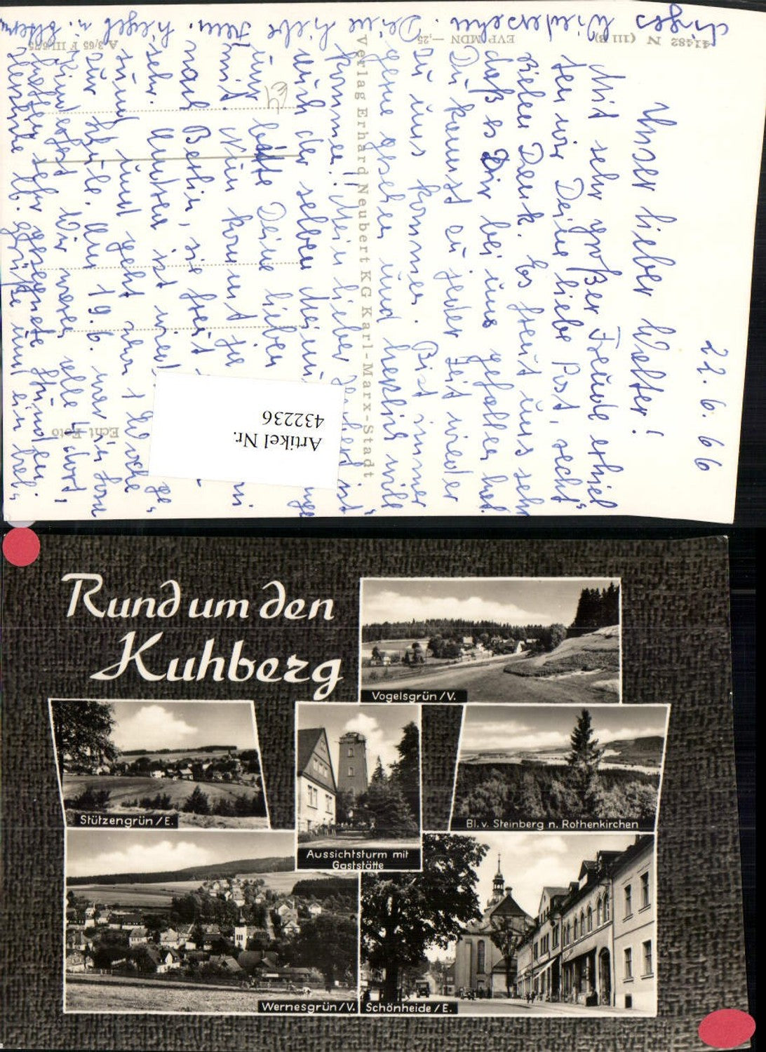 432236,Kuhberg Aussichtsturm Wernesgrün Totale Stützengrün Mehrbildkarte