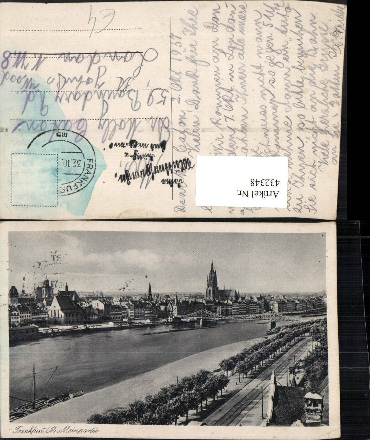 432348,Frankfurt am Main Teilansicht Fluss Brücke