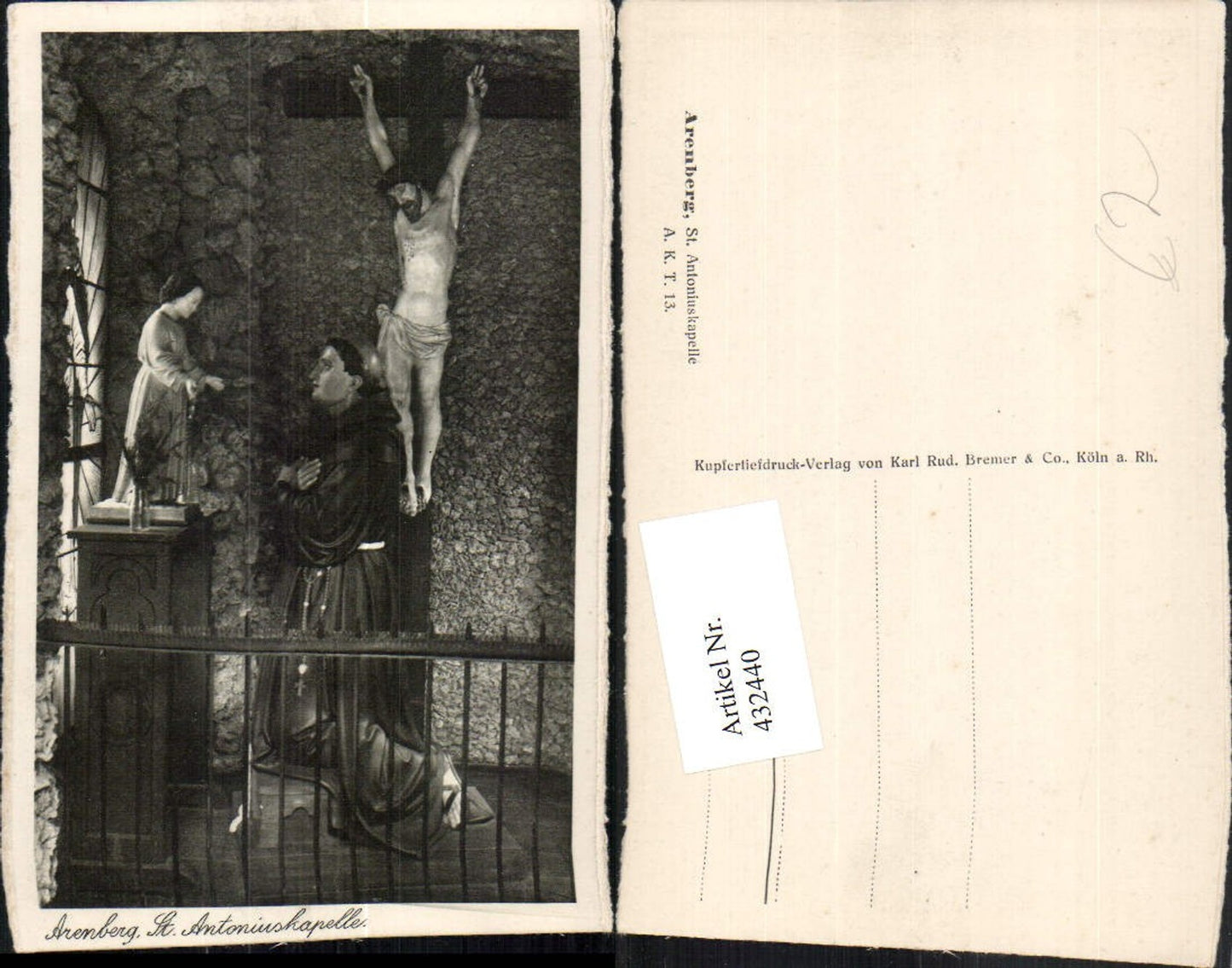 432440,Koblenz Arenberg St. Antoniuskapelle Kapelle Mönch Statue