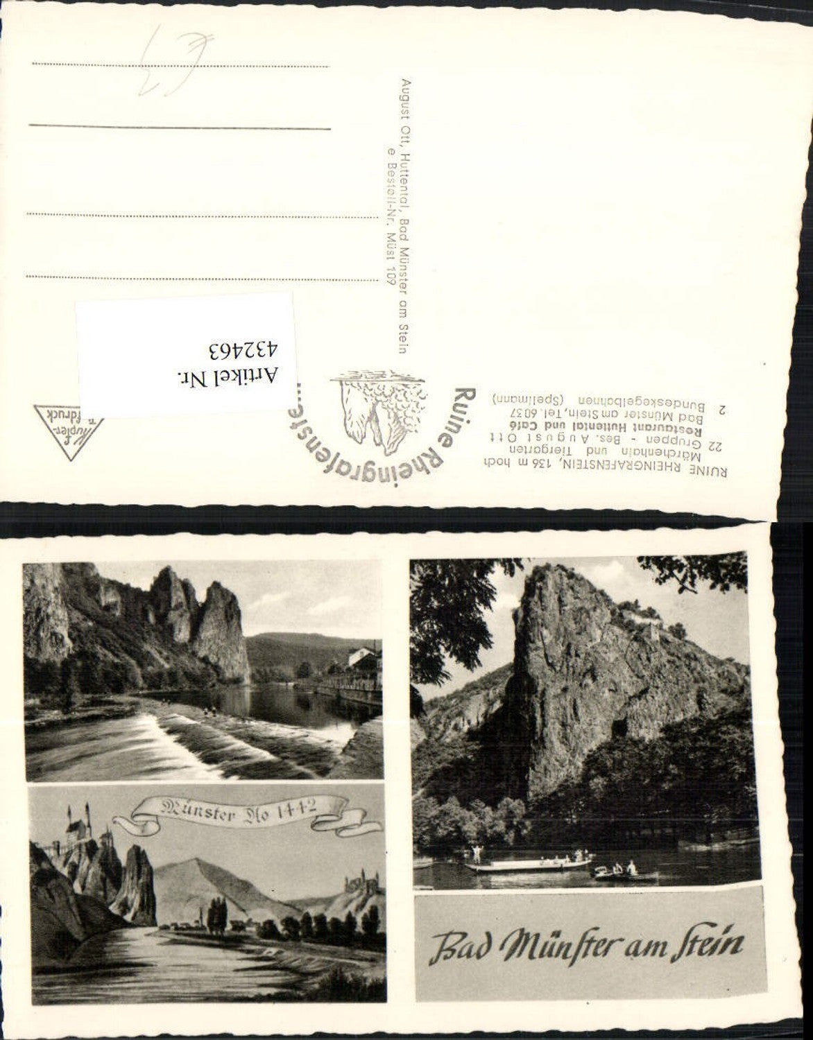 432463,Bad Münster am Stein Ruine Burg Rheingrafenstein Wehr Mehrbildkarte