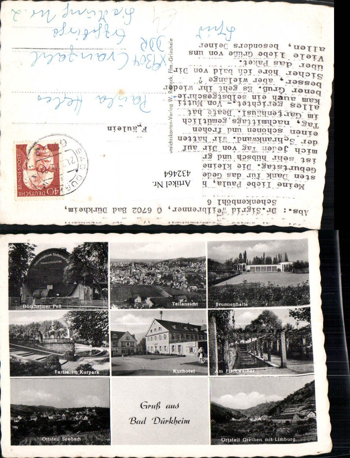 432464,Bad Dürkheim Totale Fass Kurpark Kurhotel Fischweiher Mehrbildkarte