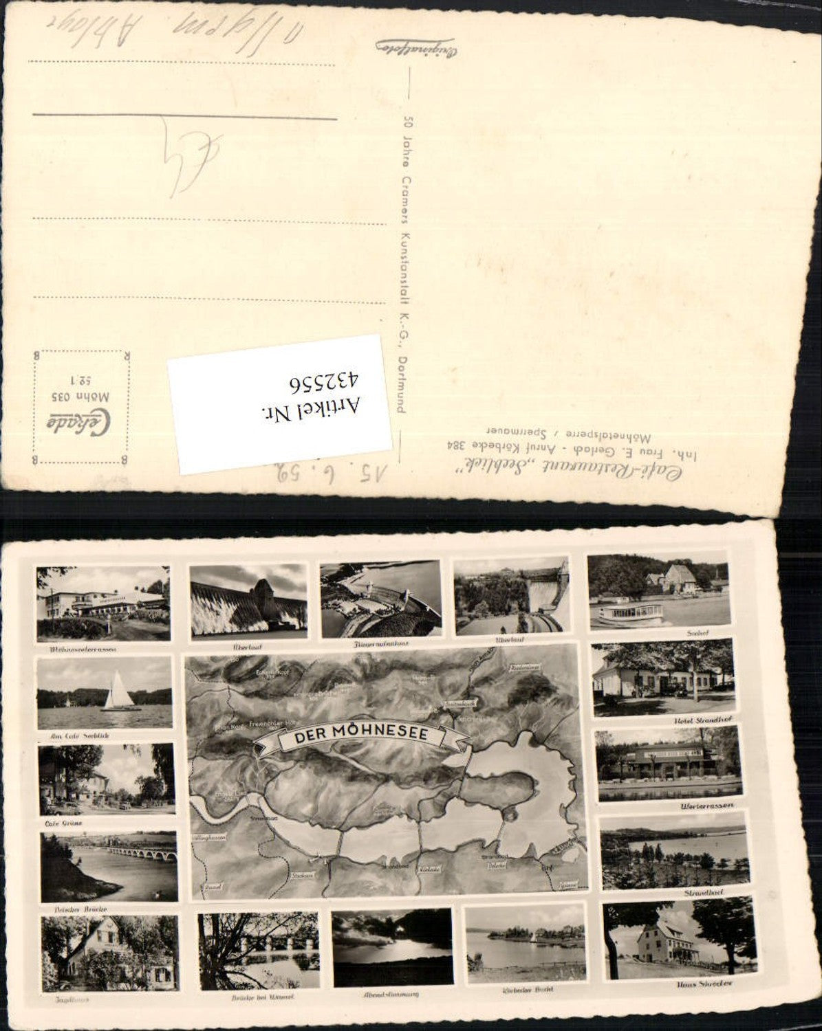 432556,Möhnesee Überlauf Talsperre Segelboot Brücke Strandbad Mehrbildkarte