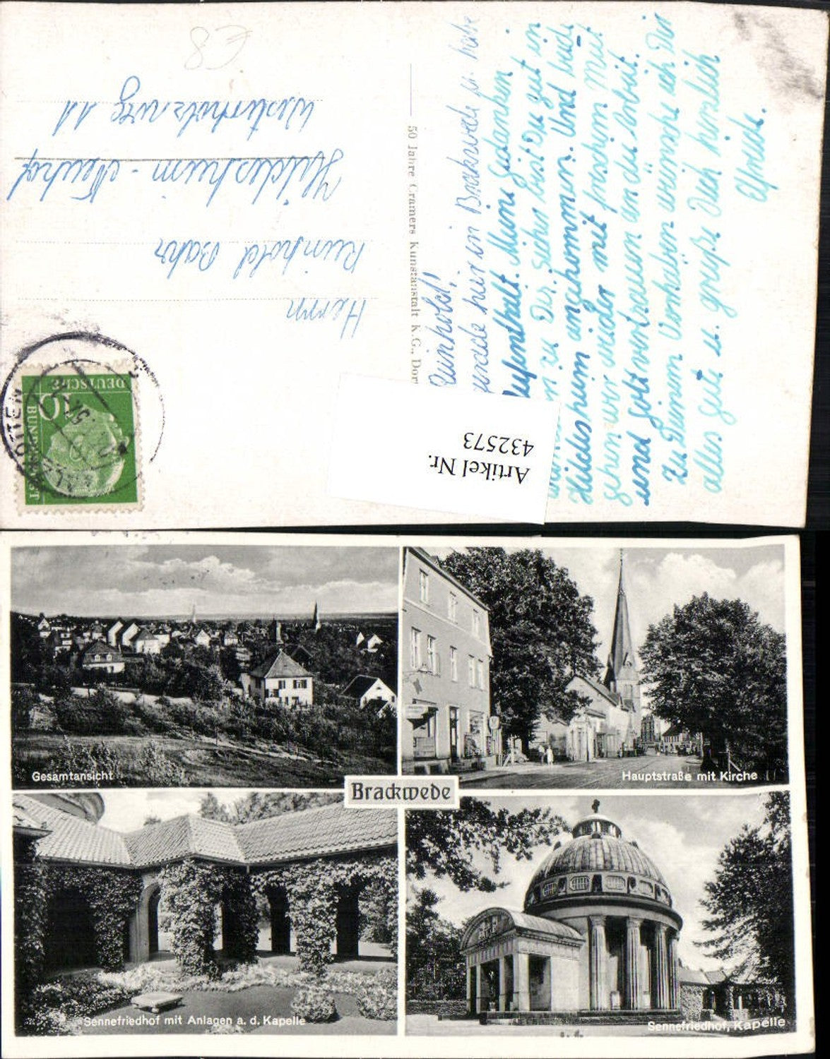 432573,Bielefeld Brackwede Totale Hauptstraße Kirche Sennefriedhof Kapelle Mehrbildkarte