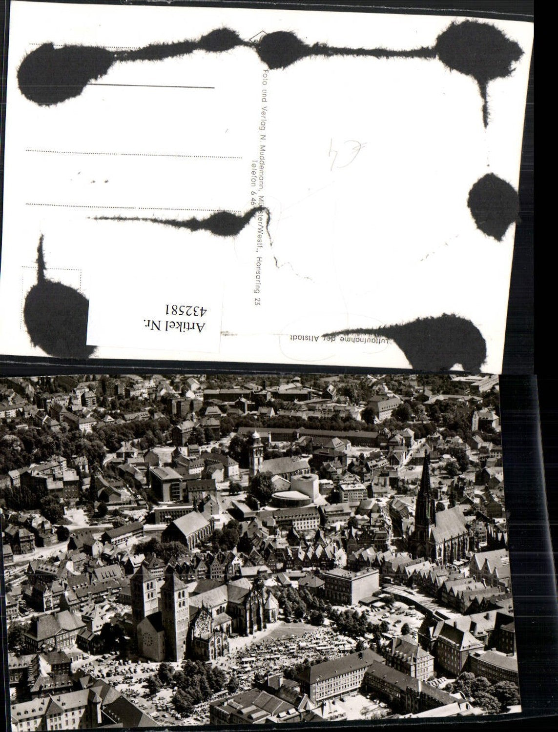 432581,Münster Teilansicht Kirche Dom Fliegeraufnahme