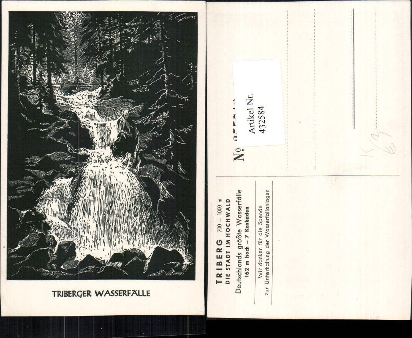 432584, Artist AK Triberg in the Hochwald Waterfall